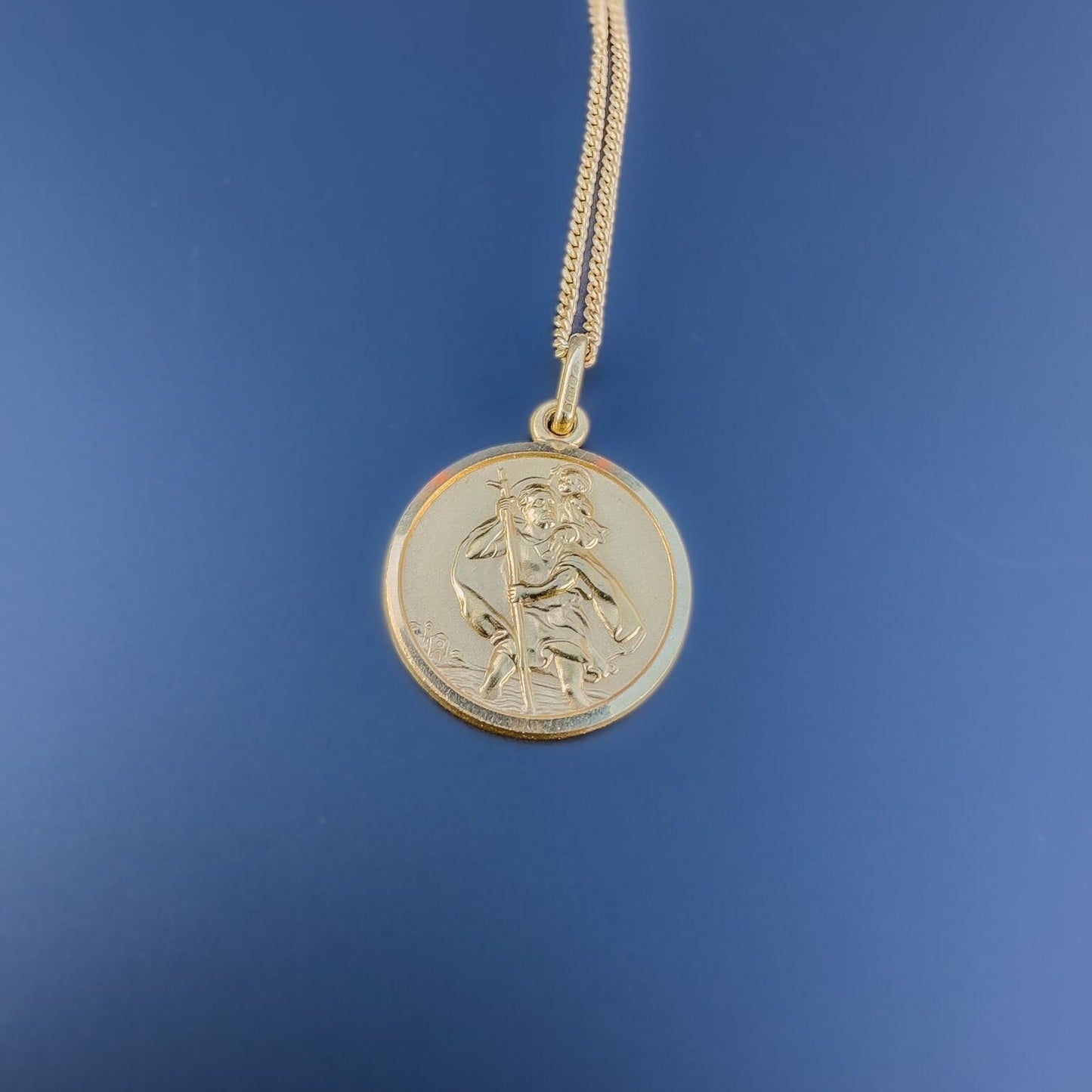 9ct Solid Gold | Vintage | St Chirstopher Pendant & Necklace Set | Chain Set | Drop Pendant Set | Hallmarked | Classic Jewellery Set |