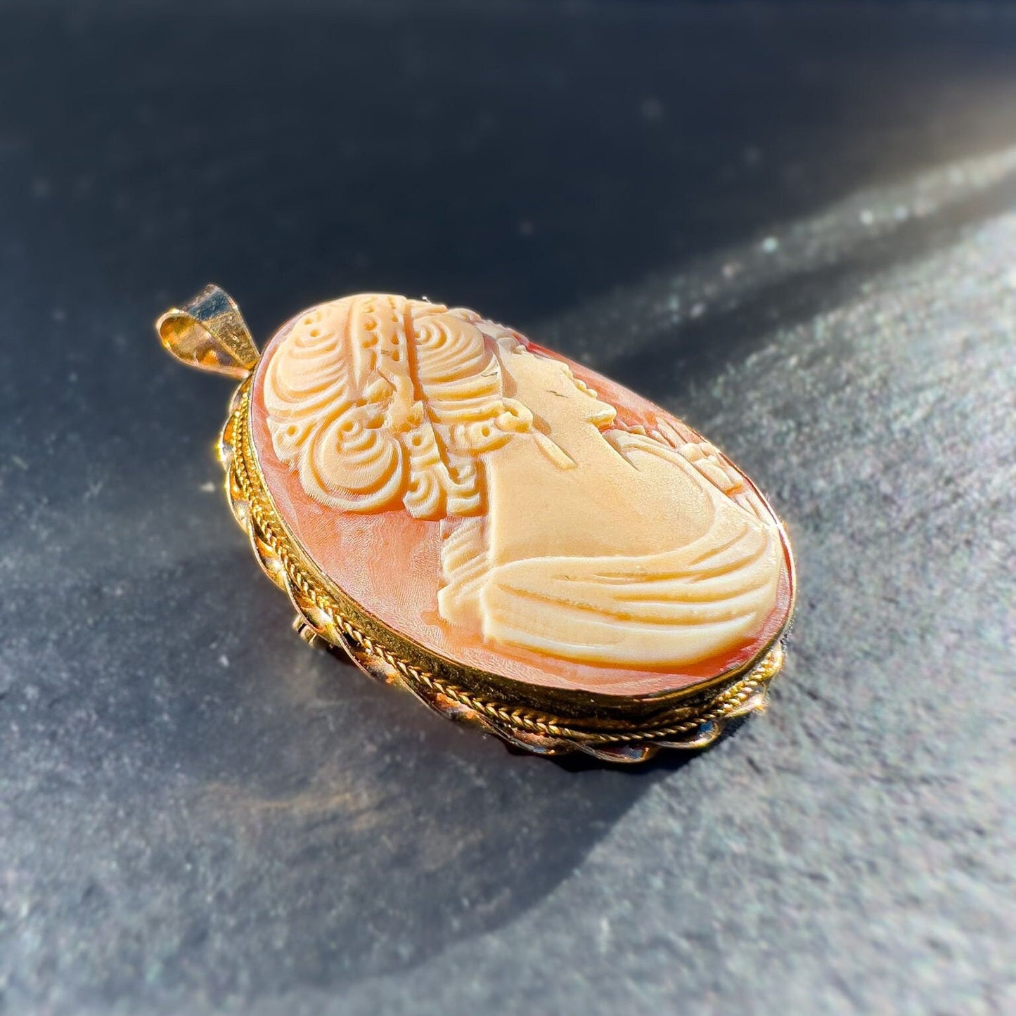 9ct Gold | Vintage |Cameo Pendant | Brooch | Victorian Inspired | English Hallmarks