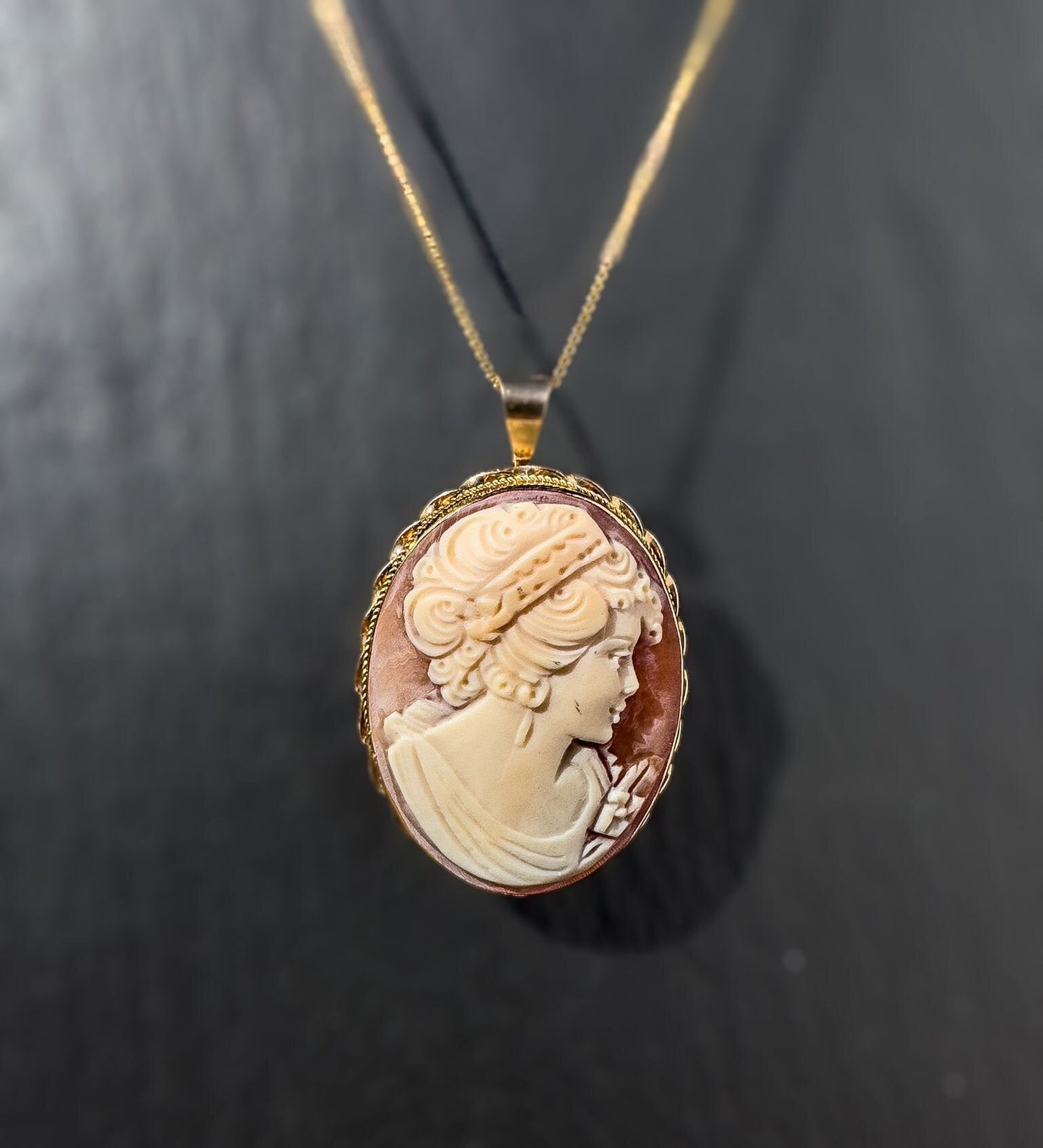 9ct Gold | Vintage |Cameo Pendant | Brooch | Victorian Inspired | English Hallmarks
