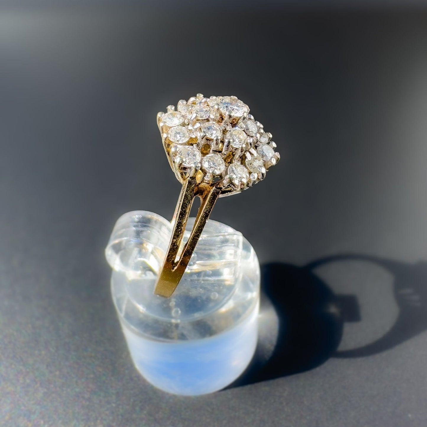 9ct Gold | Vintage |Stunning | Diamond Flower Halo Cluster Ring |Multi Stone Ring | Dress Ring | Engagement Ring | English Hallmarks |