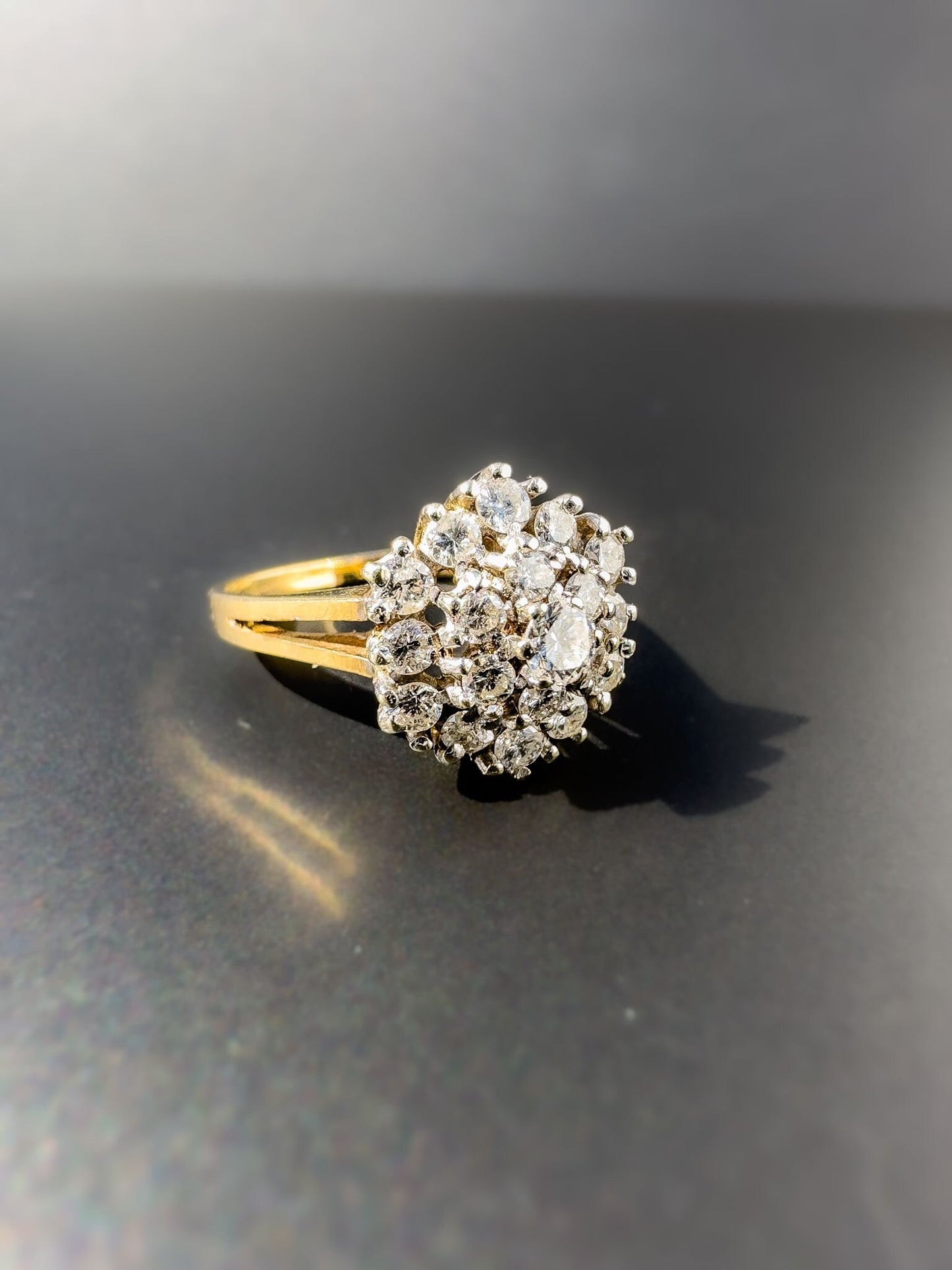 9ct Gold | Vintage |Stunning | Diamond Flower Halo Cluster Ring |Multi Stone Ring | Dress Ring | Engagement Ring | English Hallmarks |