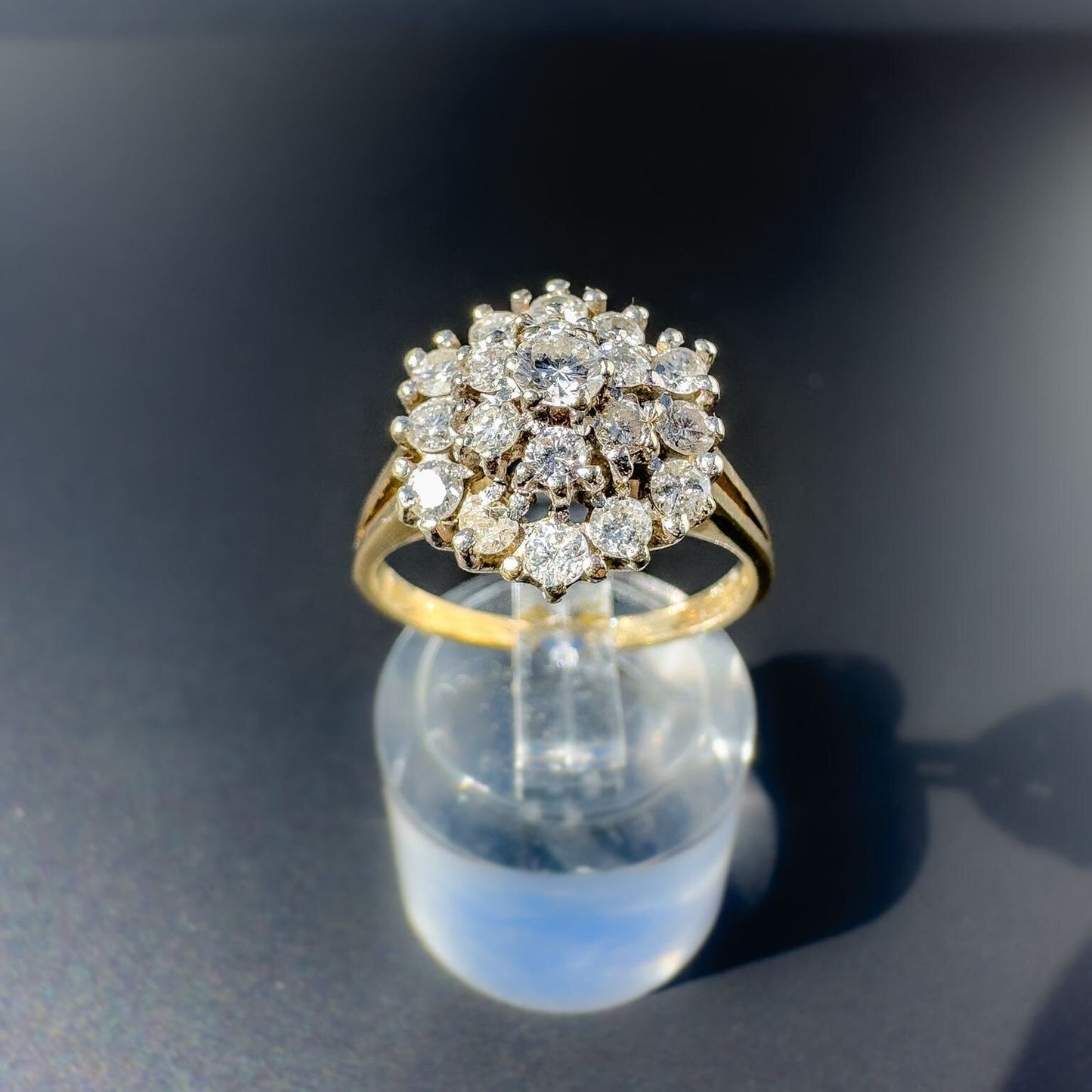 9ct Gold | Vintage |Stunning | Diamond Flower Halo Cluster Ring |Multi Stone Ring | Dress Ring | Engagement Ring | English Hallmarks |