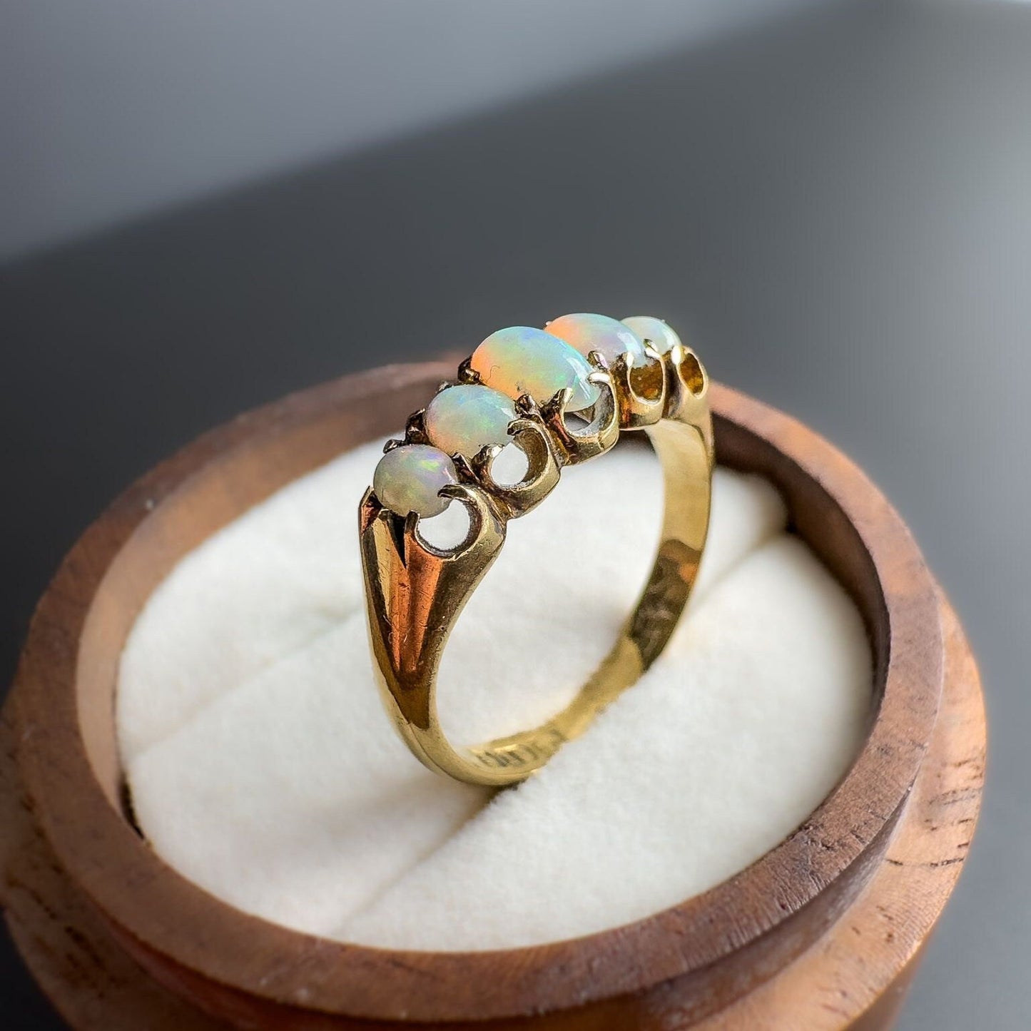 18ct | 18k Gold | Victorian | Stunning Natural Opal Five Stone Ring | Multi -Stone Ring | Statment Ring | Circa 1910s | Size M | Resizable |