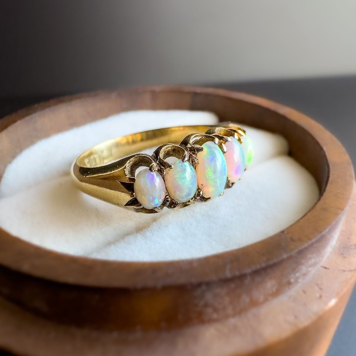 18ct | 18k Gold | Victorian | Stunning Natural Opal Five Stone Ring | Multi -Stone Ring | Statment Ring | Circa 1910s | Size M | Resizable |