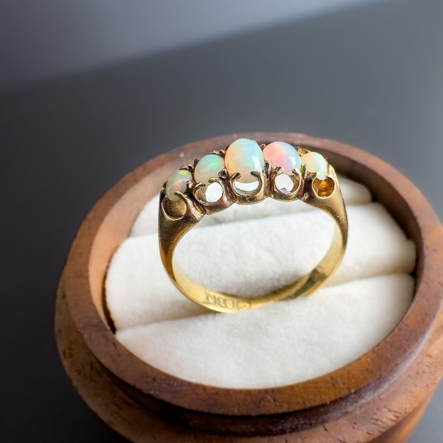 18ct | 18k Gold | Victorian | Stunning Natural Opal Five Stone Ring | Multi -Stone Ring | Statment Ring | Circa 1910s | Size M | Resizable |