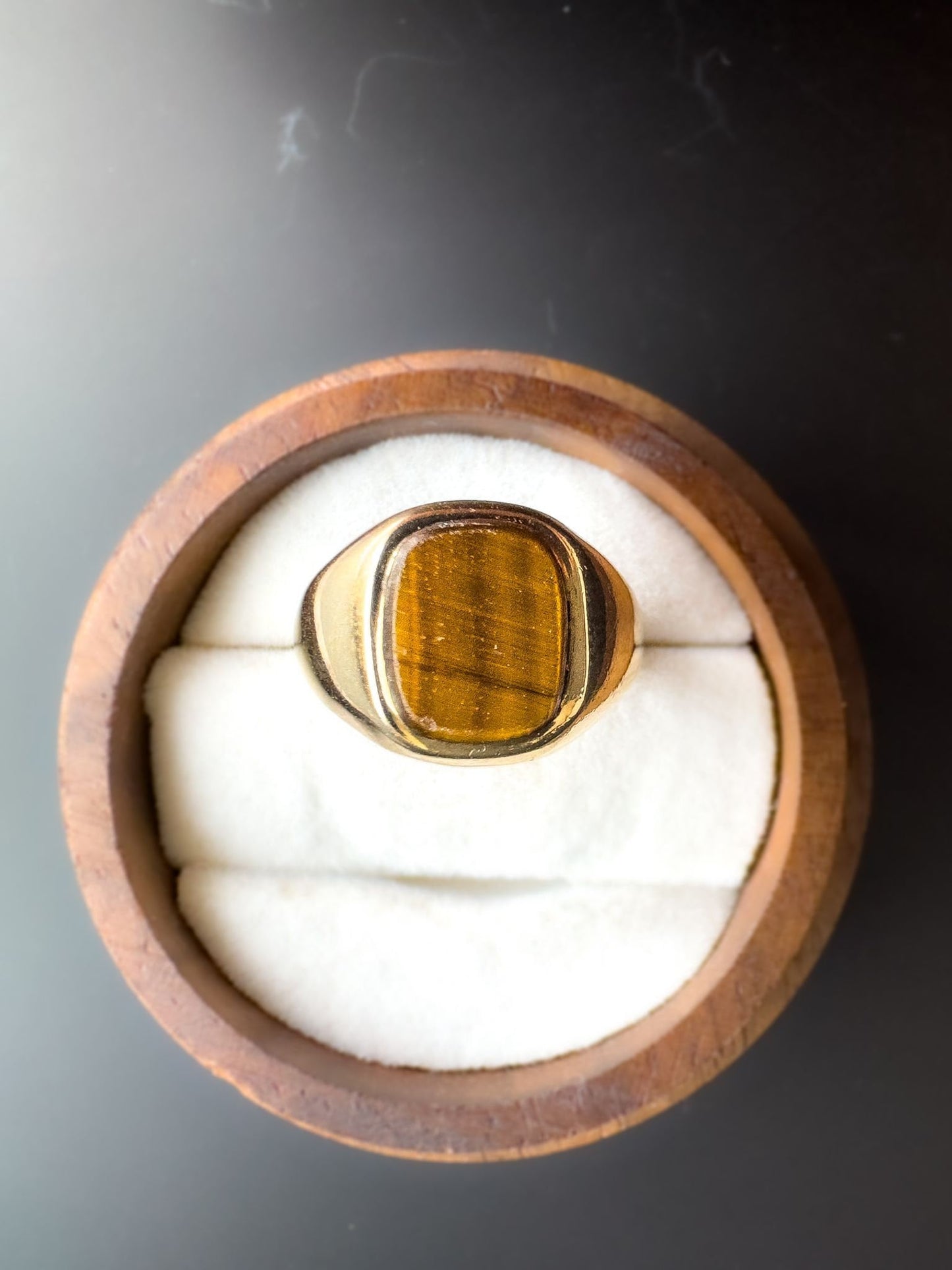 9ct | 9k Gold | Vintage | Tiger's eye Rectangular Panel Signet Ring | London Hallmarks | 90s |