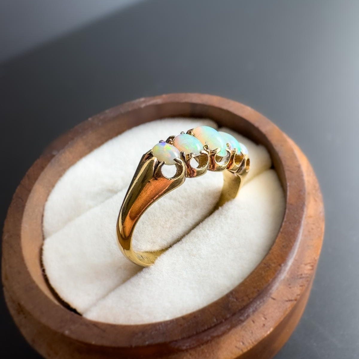 18ct | 18k Gold | Victorian | Stunning Natural Opal Five Stone Ring | Multi -Stone Ring | Statment Ring | Circa 1910s | Size M | Resizable |