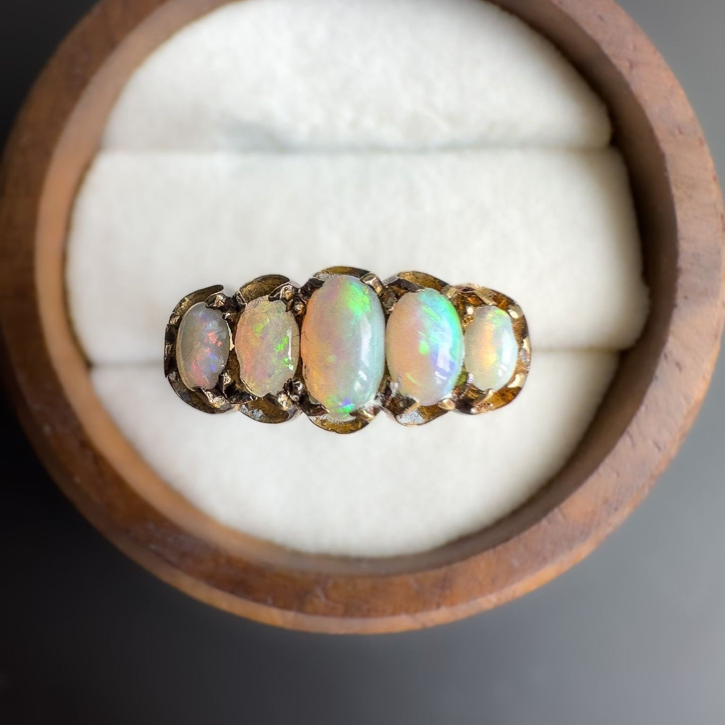 18ct | 18k Gold | Victorian | Stunning Natural Opal Five Stone Ring | Multi -Stone Ring | Statment Ring | Circa 1910s | Size M | Resizable |