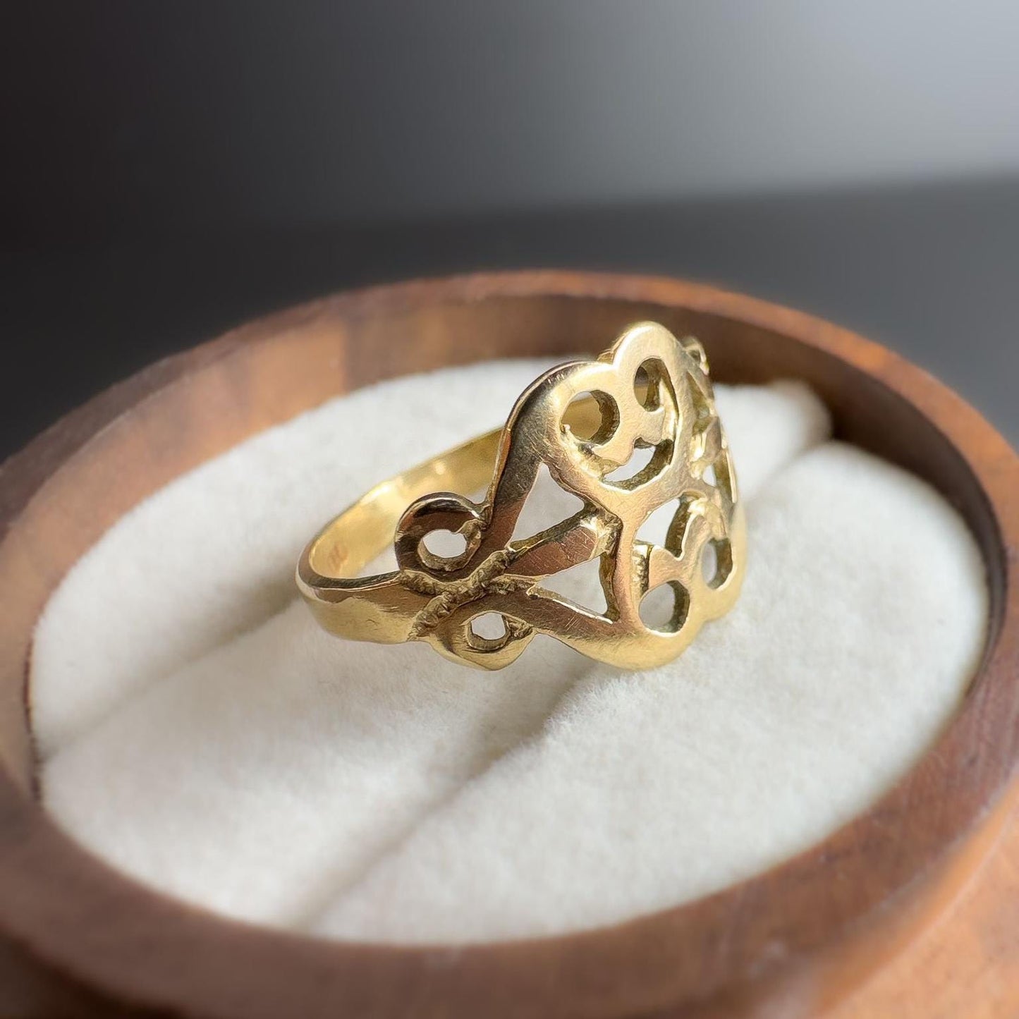 90s | Vintage | 9ct | 9k Yellow Gold | Celtic Filigree Band Ring | English Hallmarks |