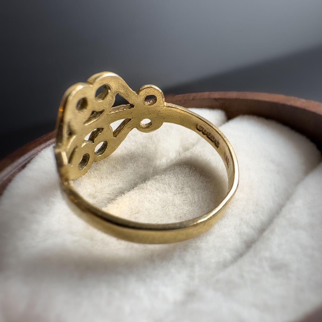 90s | Vintage | 9ct | 9k Yellow Gold | Celtic Filigree Band Ring | English Hallmarks |