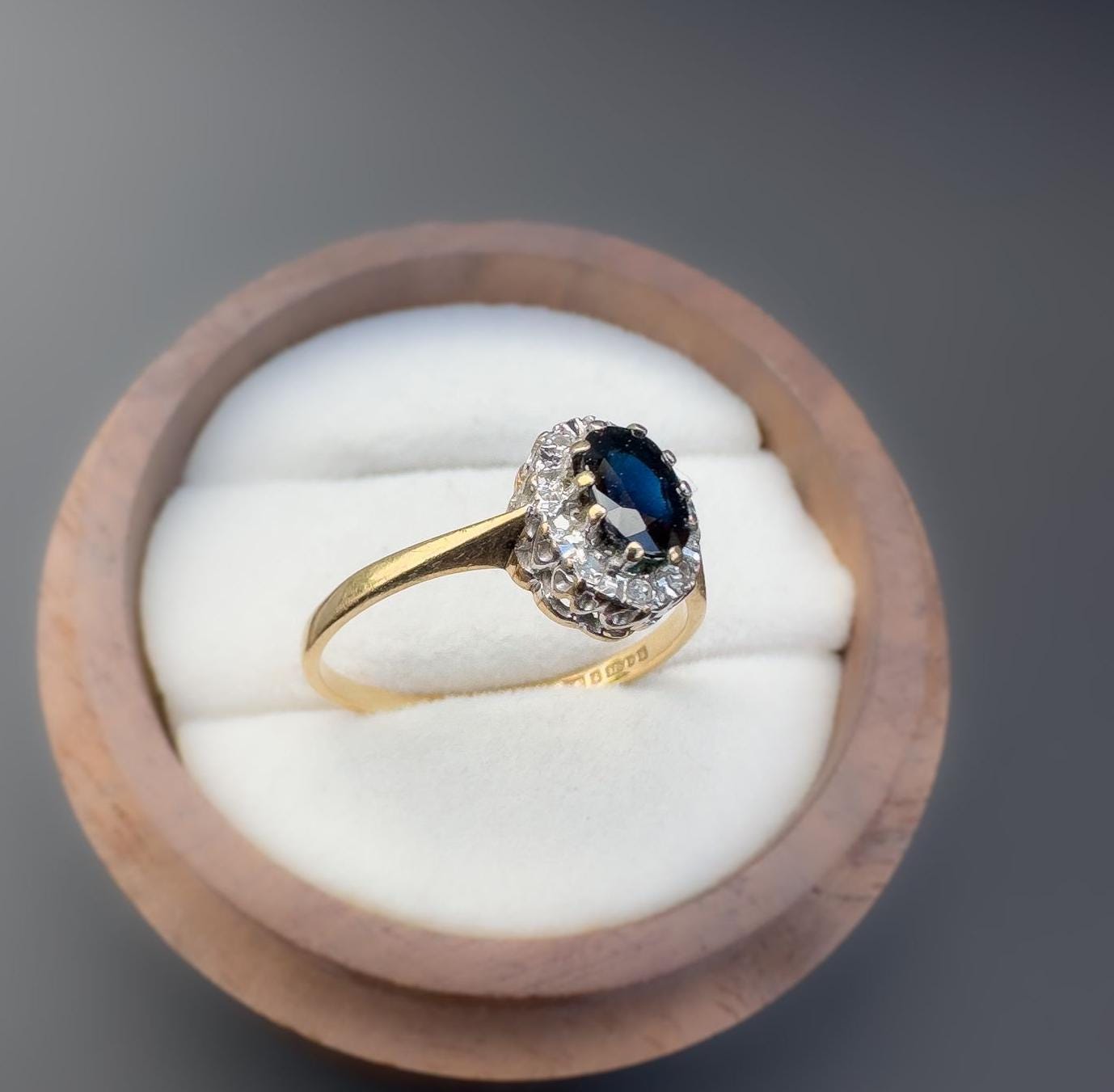 Vintage | 9ct | 9k Gold | Sapphire and Diamond Cluster Ring | English Hallmarks