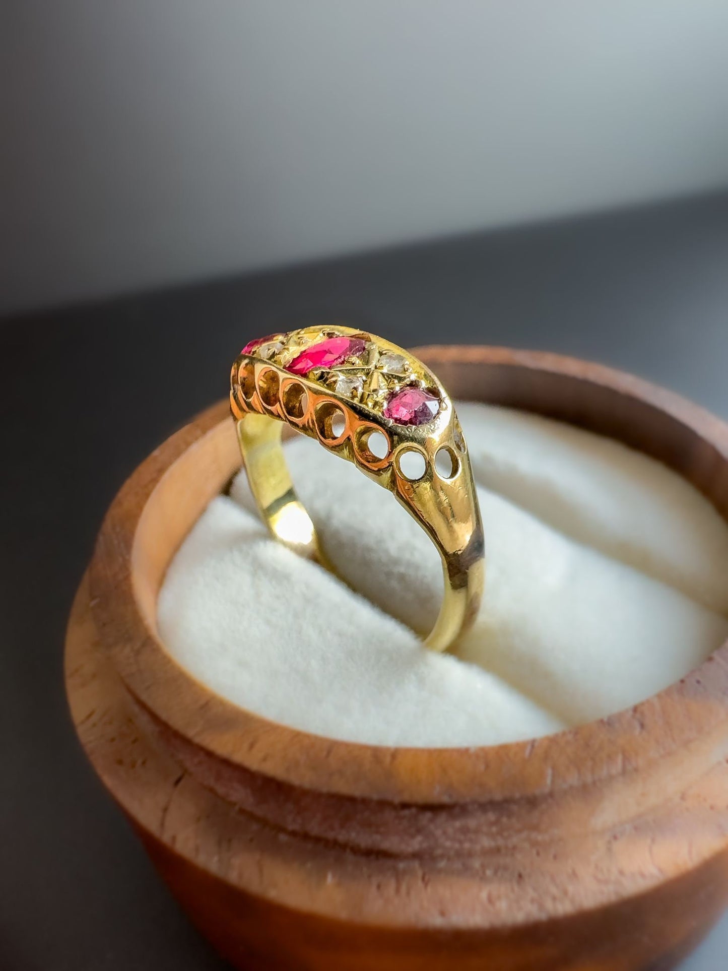 14ct Gold | Edwardian | Ruby Trilogy & Diamond Ring |