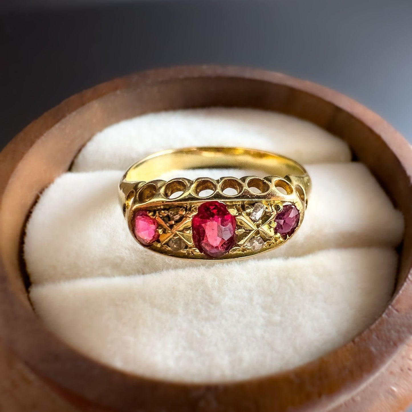 14ct Gold | Edwardian | Ruby Trilogy & Diamond Ring |