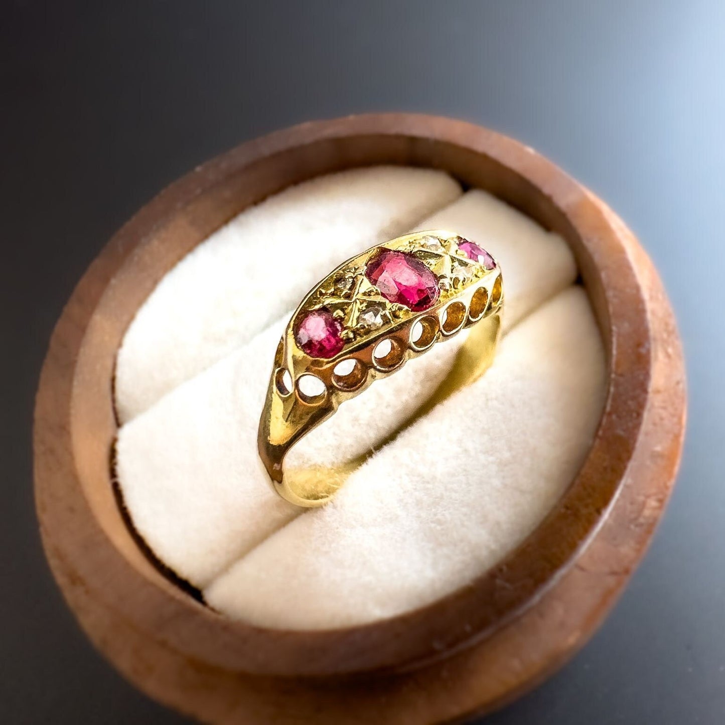 14ct Gold | Edwardian | Ruby Trilogy & Diamond Ring |