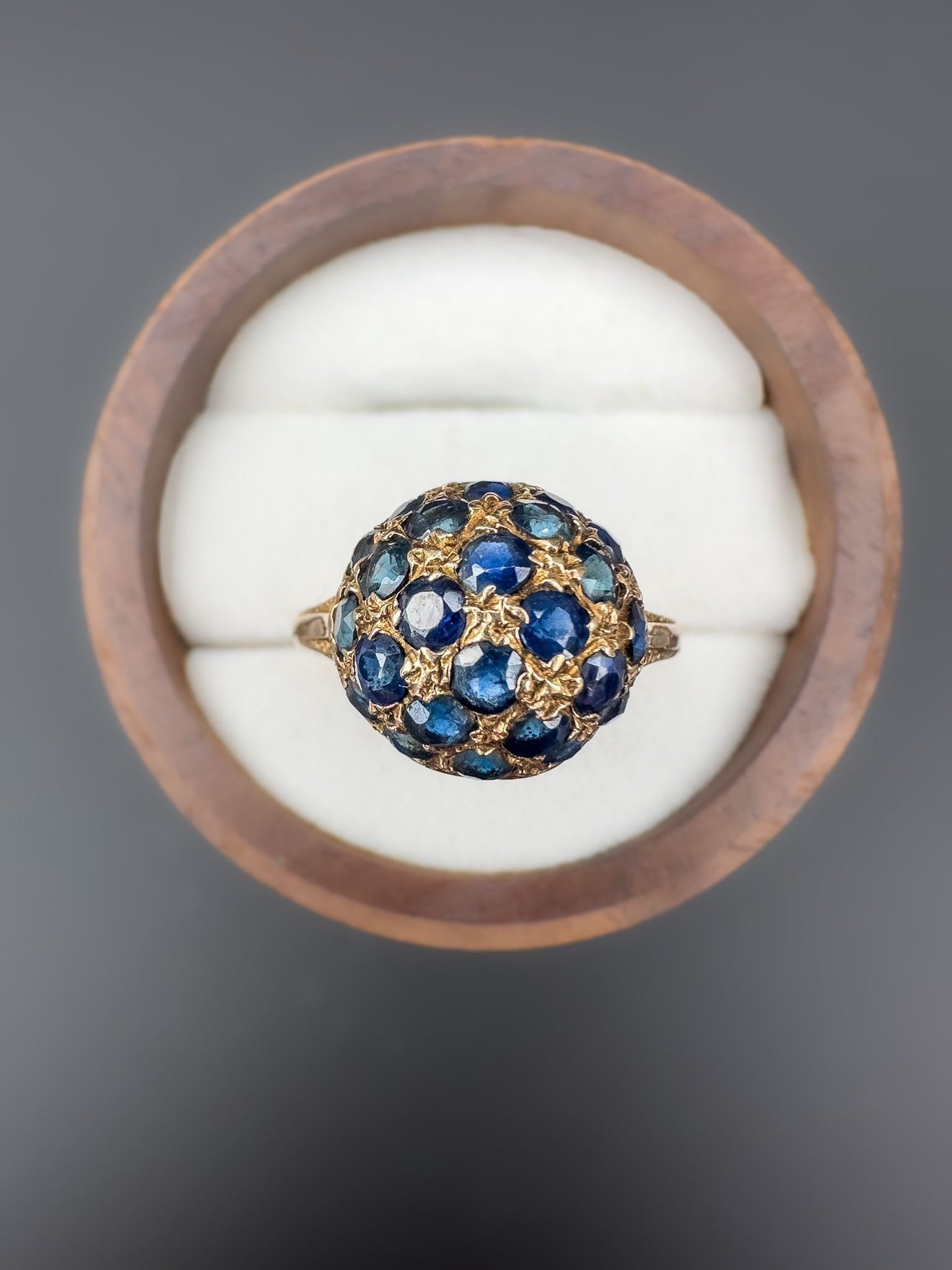 Gorgeous 80s | 9ct | 9k Gold | Vintage | Blue Sapphire Gemstone Bombe Cluster Ring | Cocktail Ring | Multi Stone | English Hallmarks |