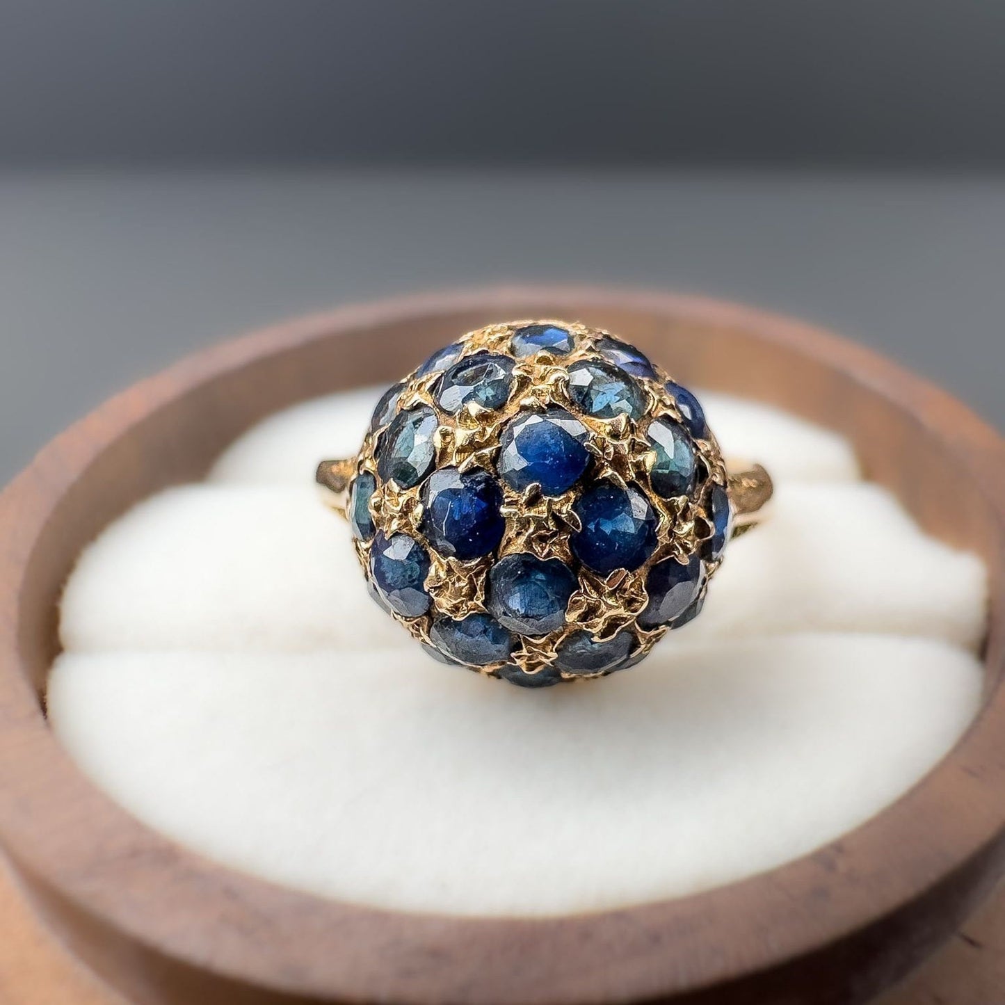 Gorgeous 80s | 9ct | 9k Gold | Vintage | Blue Sapphire Gemstone Bombe Cluster Ring | Cocktail Ring | Multi Stone | English Hallmarks |