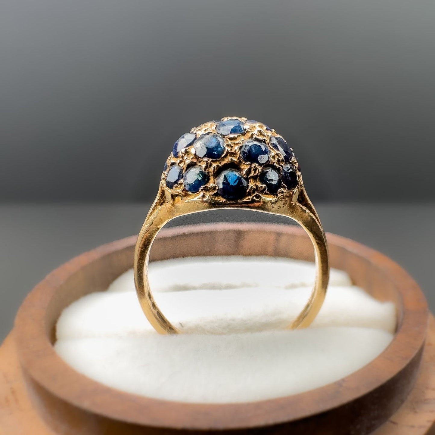 Gorgeous 80s | 9ct | 9k Gold | Vintage | Blue Sapphire Gemstone Bombe Cluster Ring | Cocktail Ring | Multi Stone | English Hallmarks |