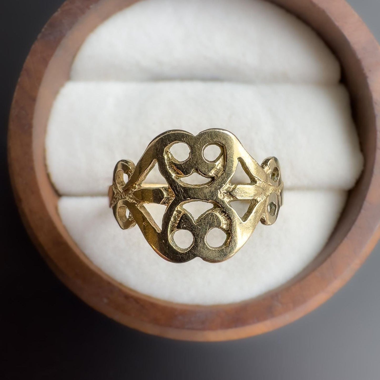 90s | Vintage | 9ct | 9k Yellow Gold | Celtic Filigree Band Ring | English Hallmarks |