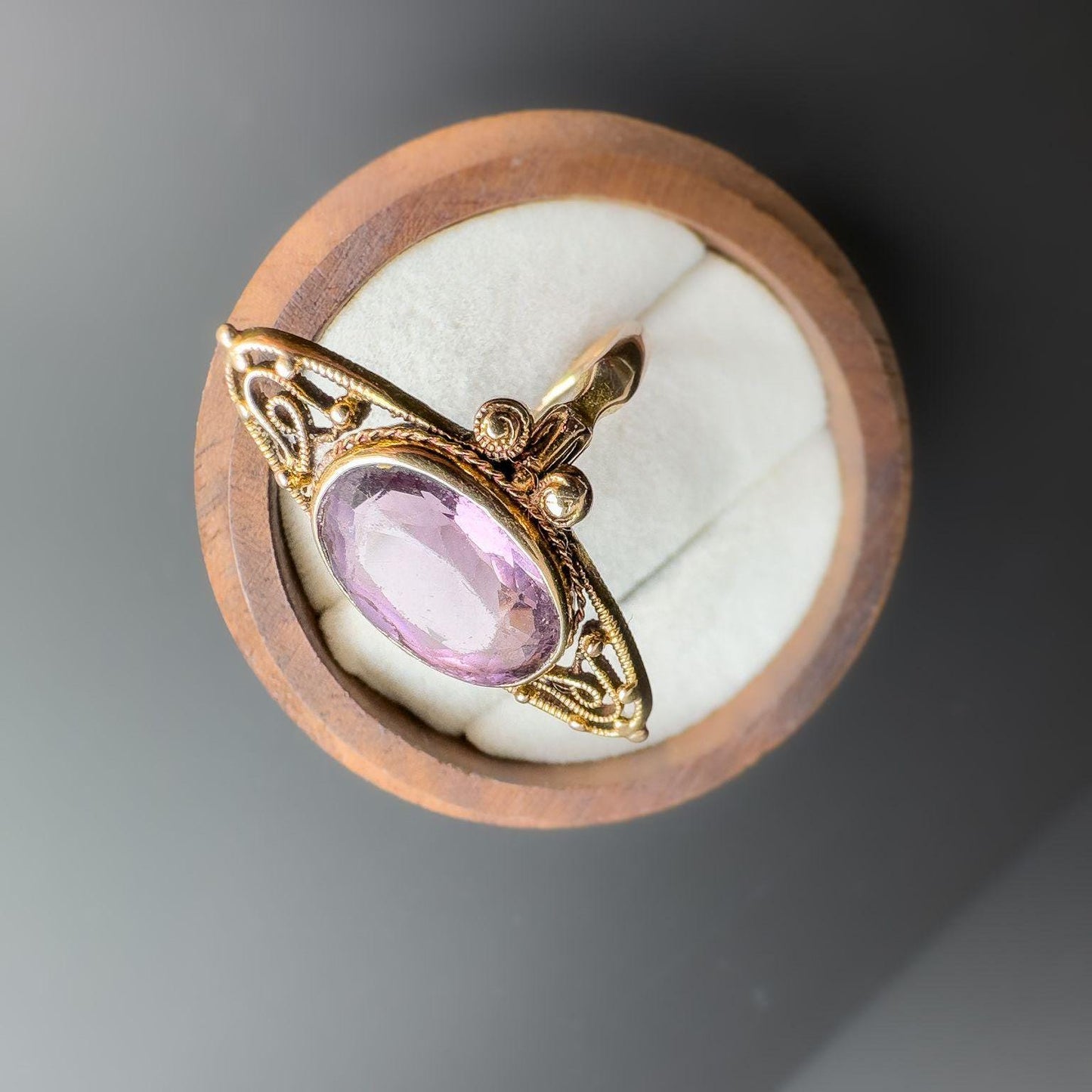 14ct Gold | Amethyst Marquiuse Shaped Navette Ring |