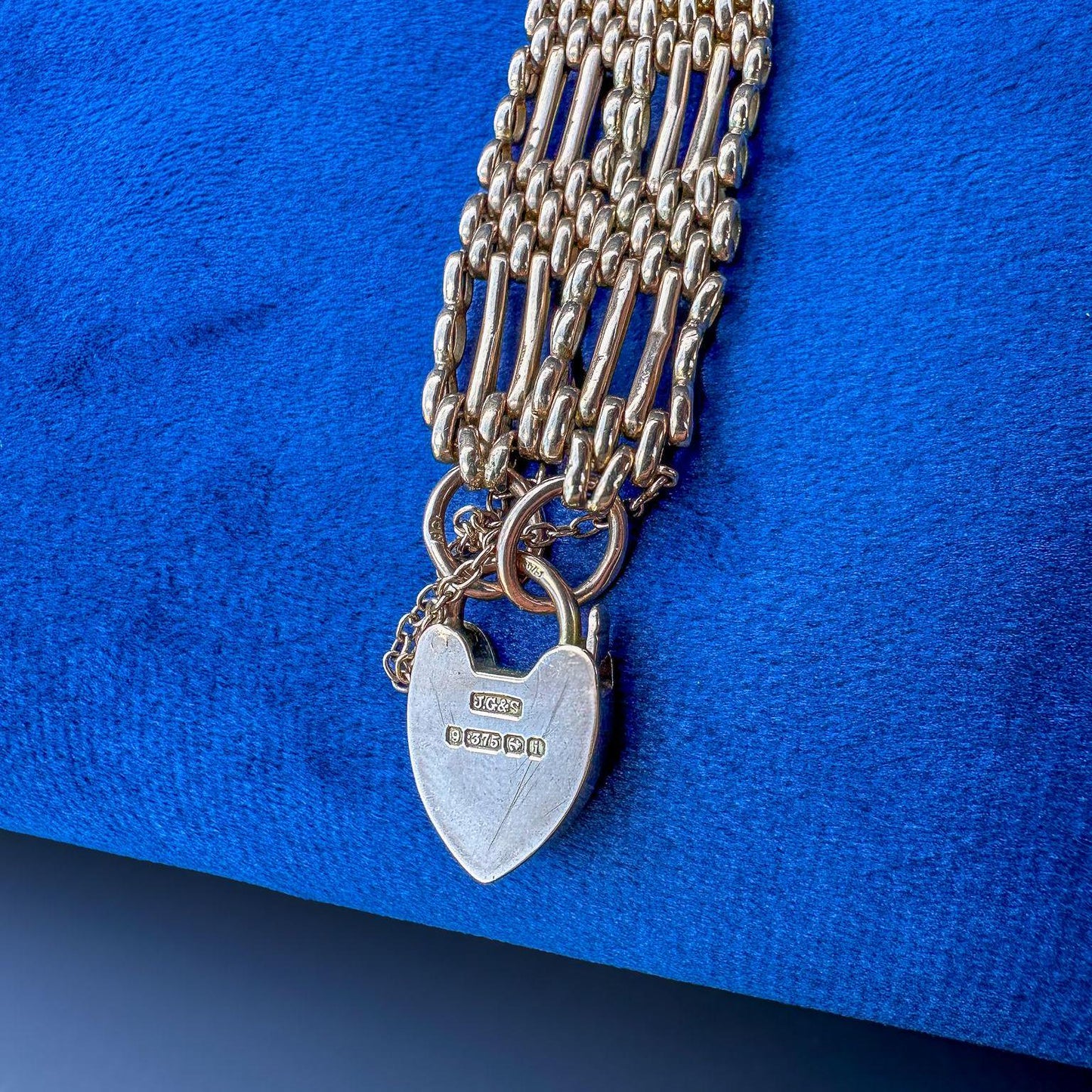 Gorgeous Antique 9ct | 9k Rose Gold | Victorian Gate-Link Bracelet | Heart Padlock Clasp | English Hallmarks |