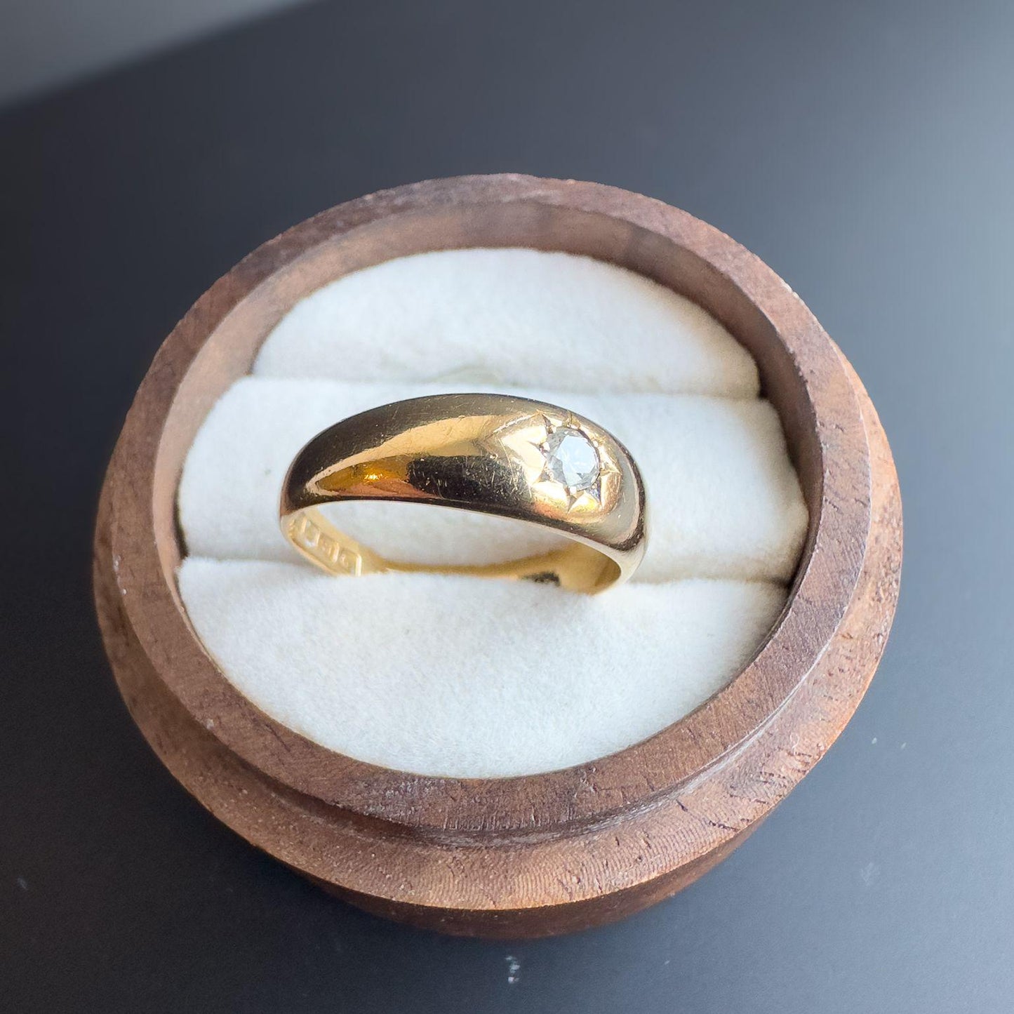 Victorian | 18ct Gold | Solid Gold | Gypsy Diamond Ring | Starburst Set Diamond | Signet Ring | London 1922 Hallmarks |