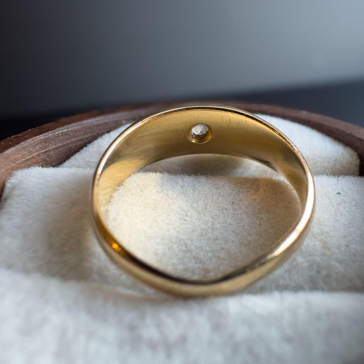Victorian | 18ct Gold | Solid Gold | Gypsy Diamond Ring | Starburst Set Diamond | Signet Ring | London 1922 Hallmarks |