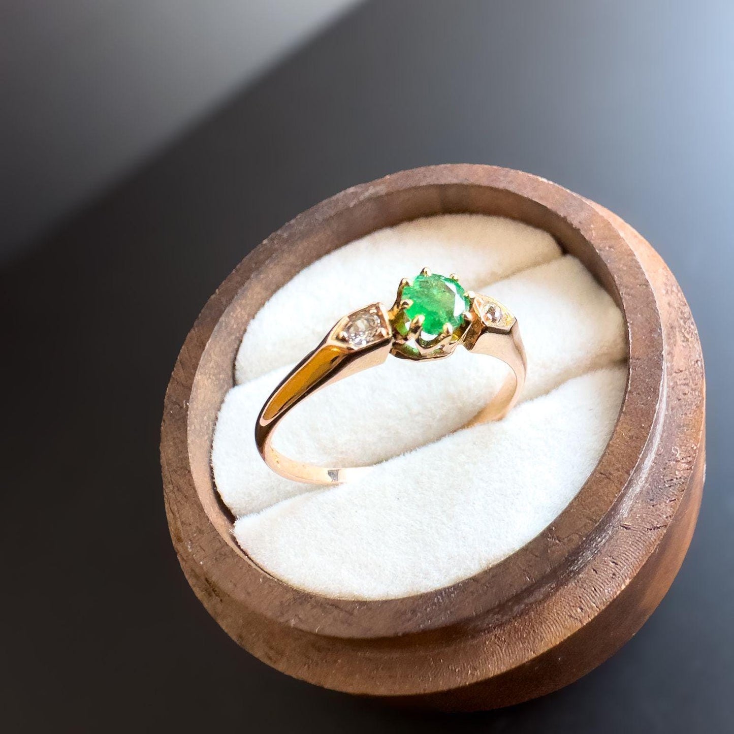 Gorgeous 14ct | 14k Gold | Vintage | Emerald & Diamond Trilogy Ring | Multistone Ring | Stamped 585 |