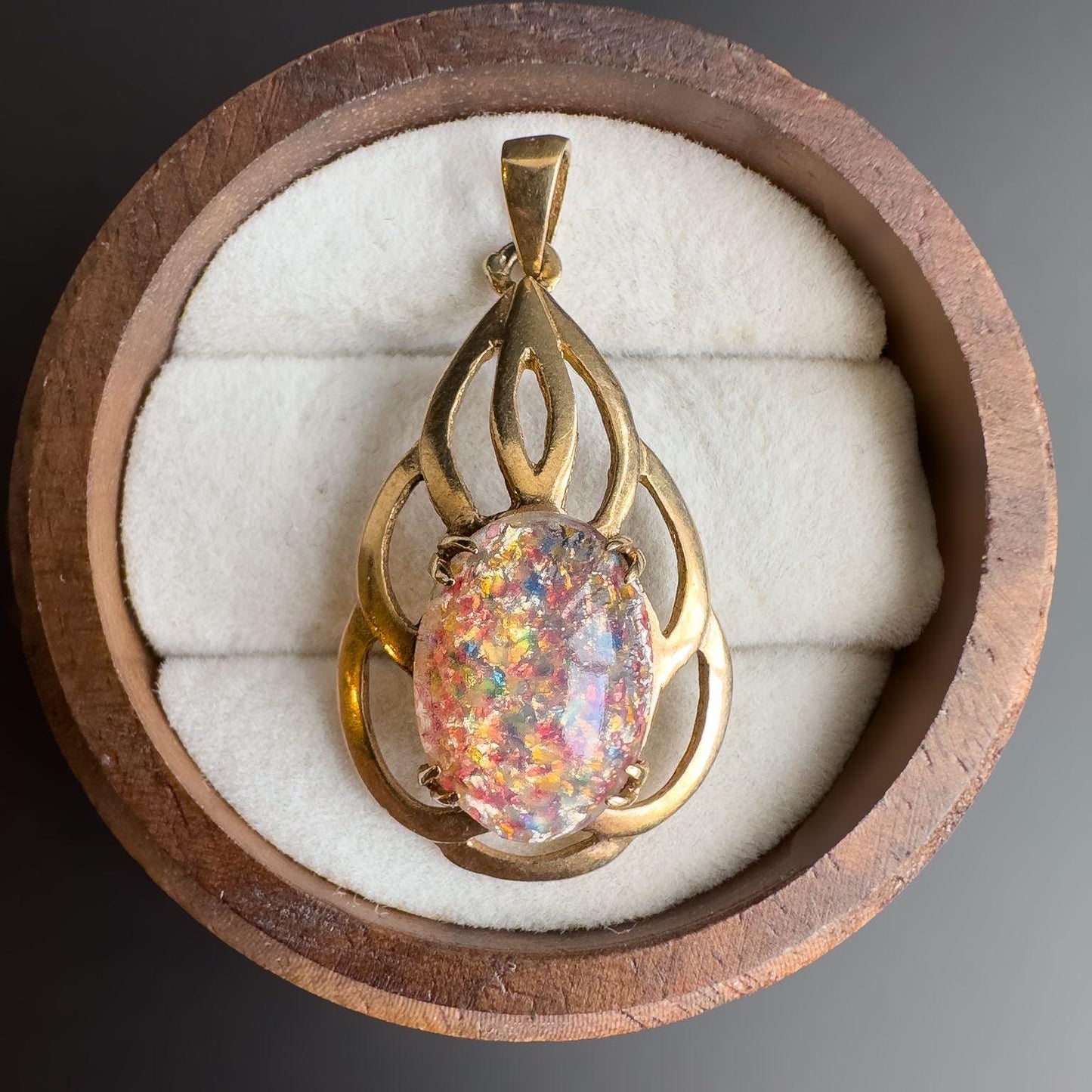Gorgeous | 9ct | 9k Gold | Vintage | Peardrop Filigree Fire Opal Pendant | English Hallmarks |