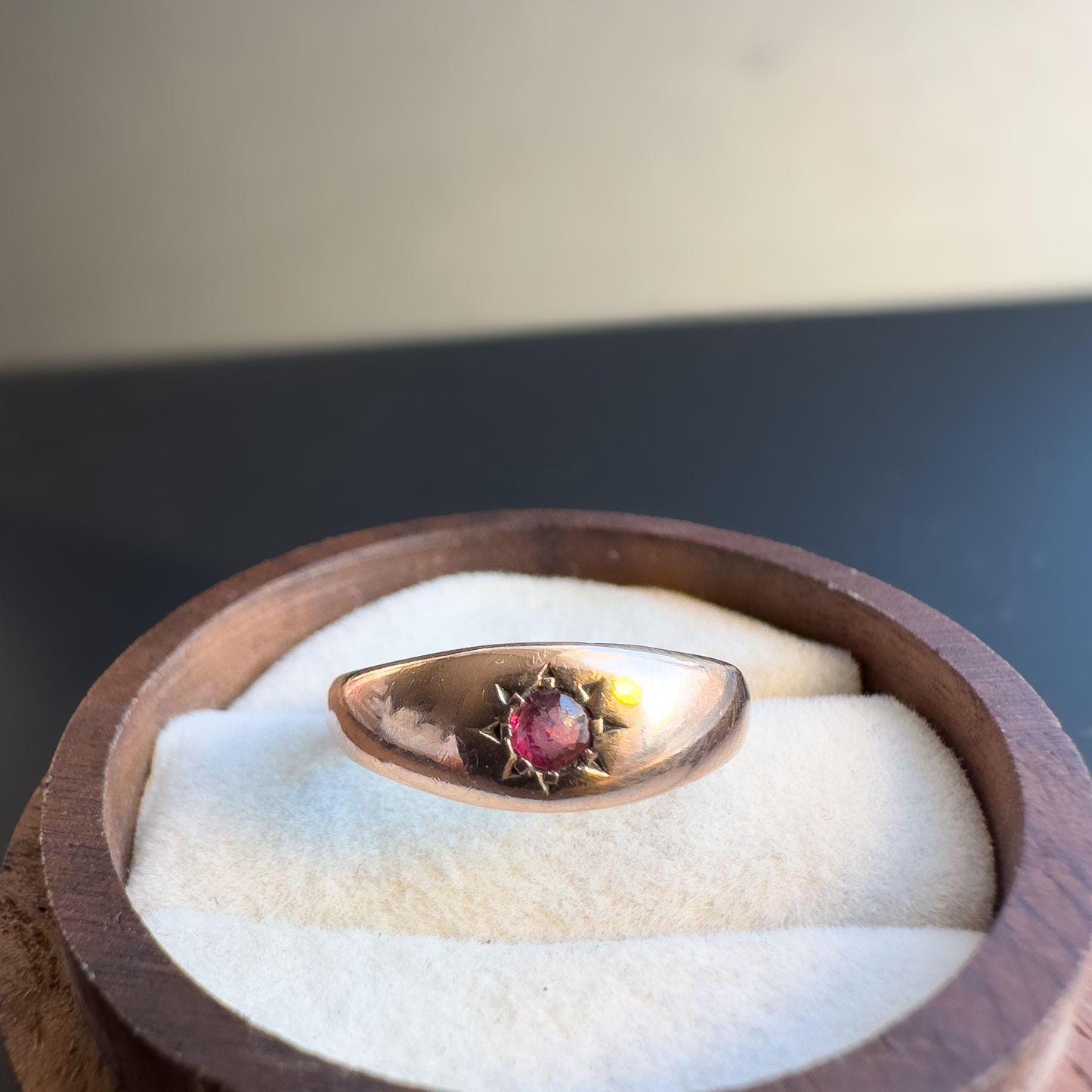 Gorgeous | Antique | 1890s Victorian | 18ct | 18k Gold | Ruby Starburst Set Gypsy Ring | Dome Ring | UK L - US 5.75 | Fully Hallmarked |