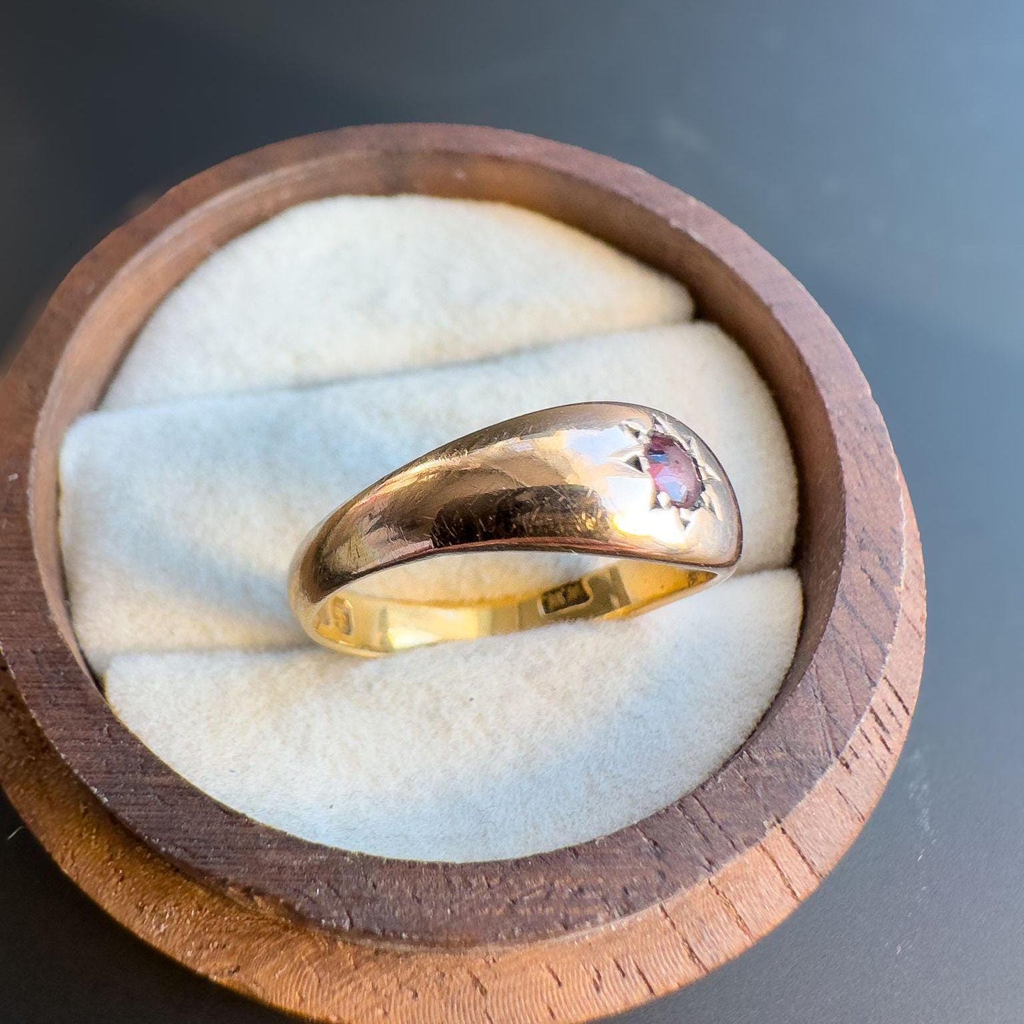 Gorgeous | Antique | 1890s Victorian | 18ct | 18k Gold | Ruby Starburst Set Gypsy Ring | Dome Ring | UK L - US 5.75 | Fully Hallmarked |