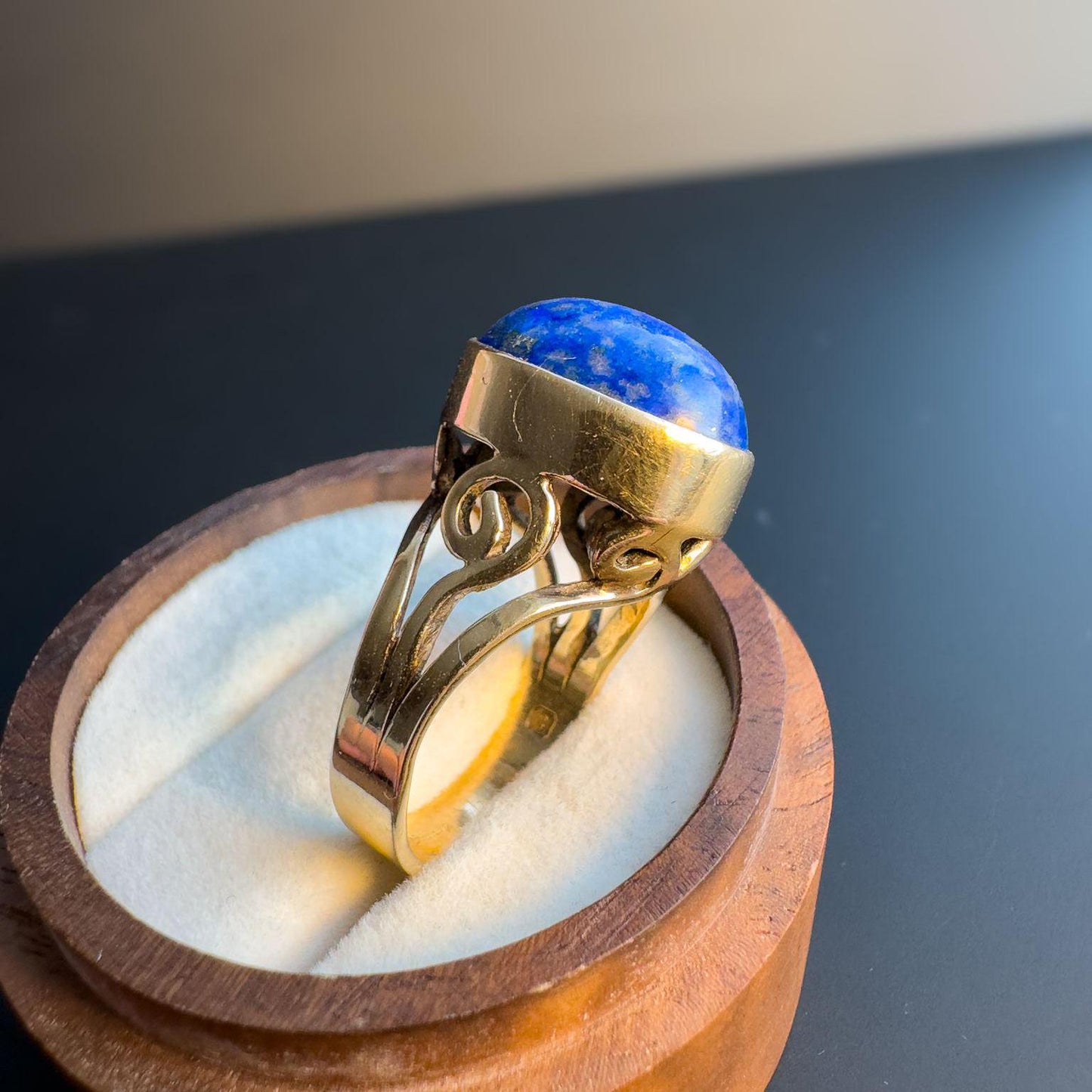 Stunning Vintage 1970s | 9ct | 9k Gold | Blue Lapis Lazuli Statement Ring | English Hallmarks | UK M 1/2 - US 6.5 Resizable |