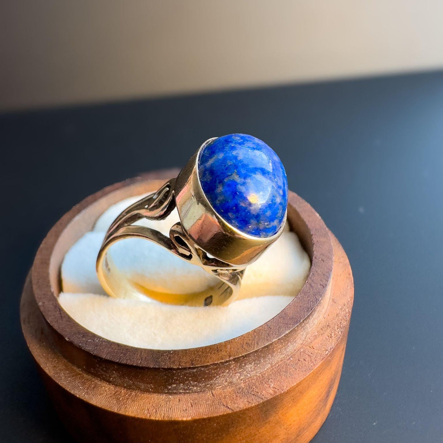 Stunning Vintage 1970s | 9ct | 9k Gold | Blue Lapis Lazuli Statement Ring | English Hallmarks | UK M 1/2 - US 6.5 Resizable |