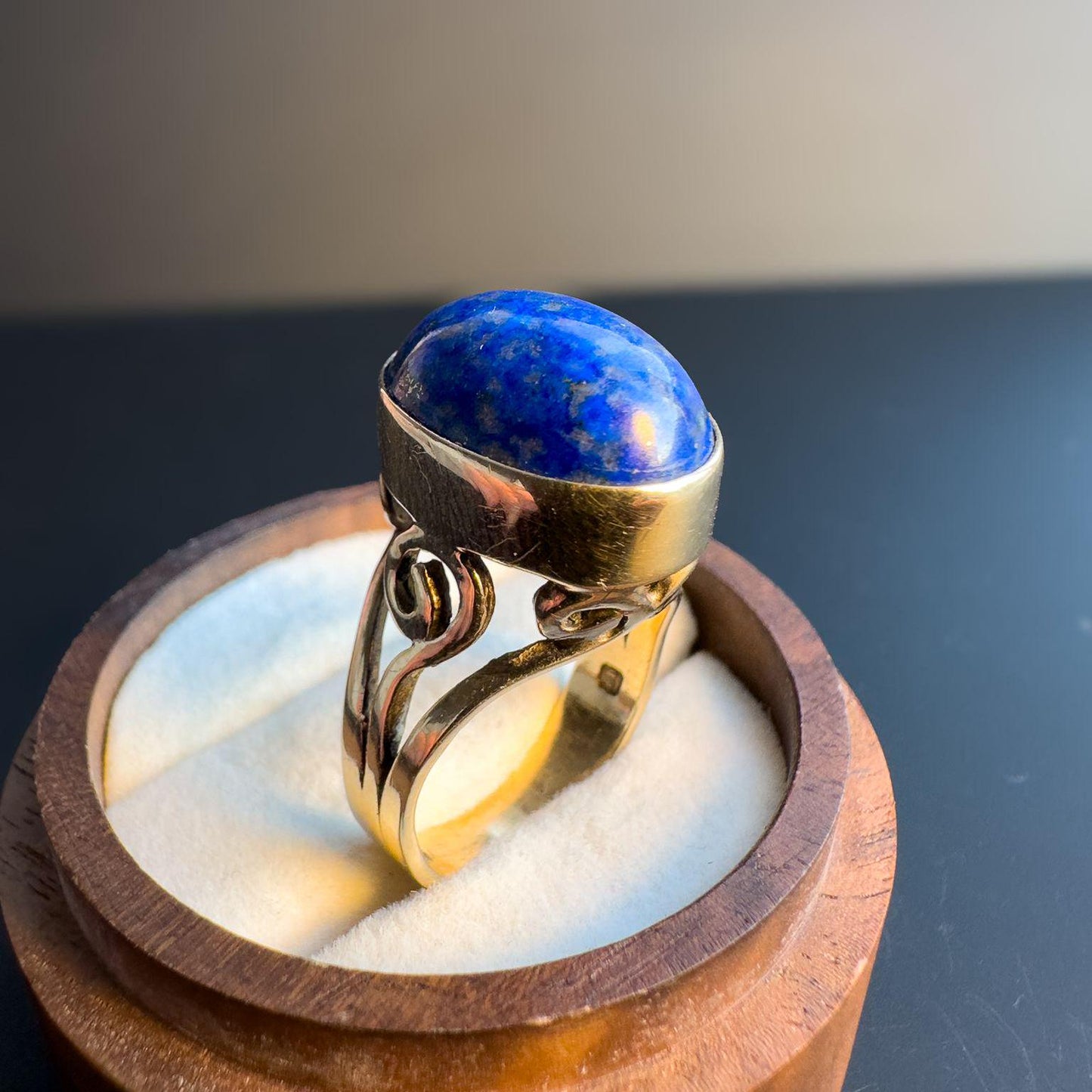 Stunning Vintage 1970s | 9ct | 9k Gold | Blue Lapis Lazuli Statement Ring | English Hallmarks | UK M 1/2 - US 6.5 Resizable |