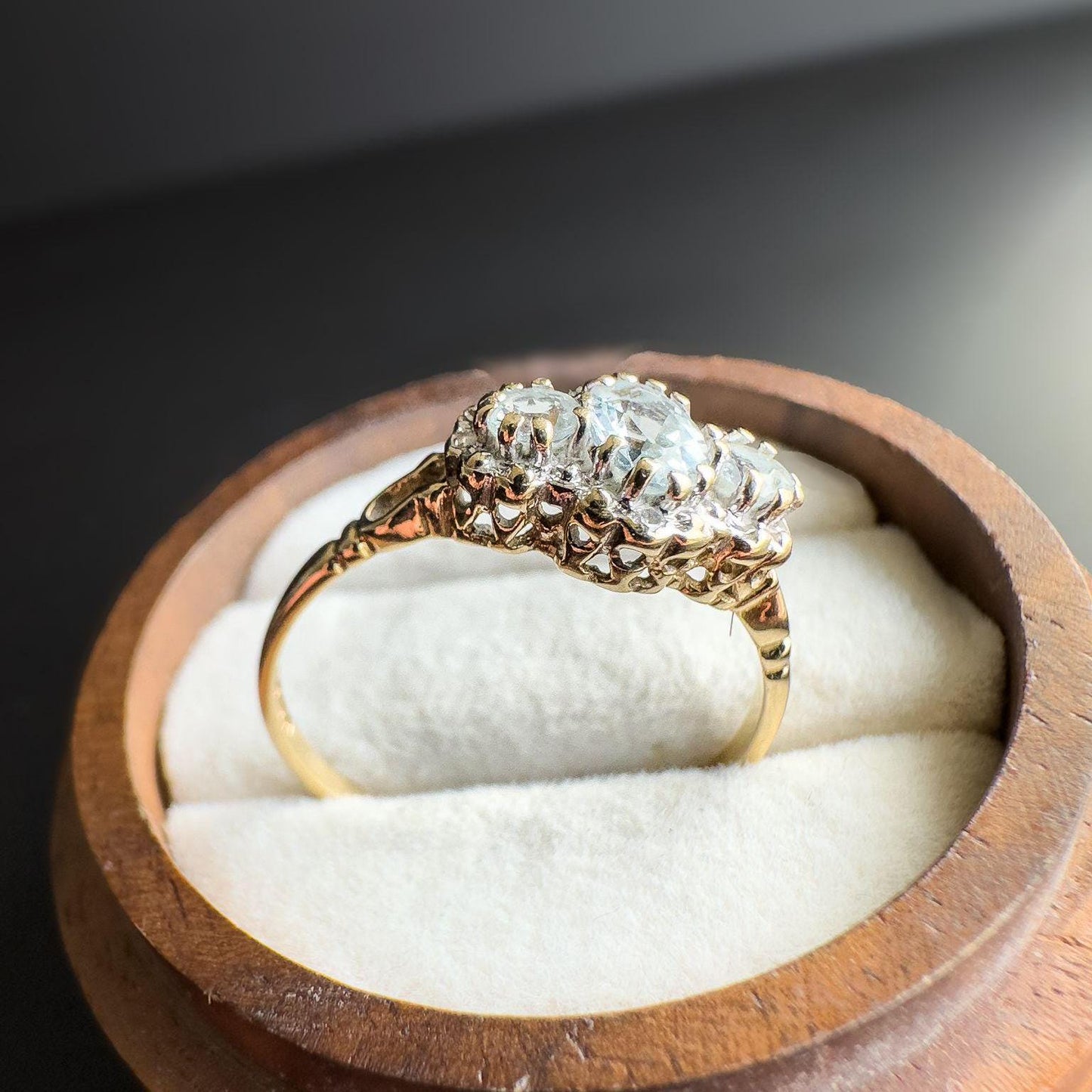 Gorgeous | Vintage | 9ct | 9k Gold | Aquamarine & Diamond Ring | Victorian Inspired Statement Ring | English Hallmarks | UK S - US 9 |