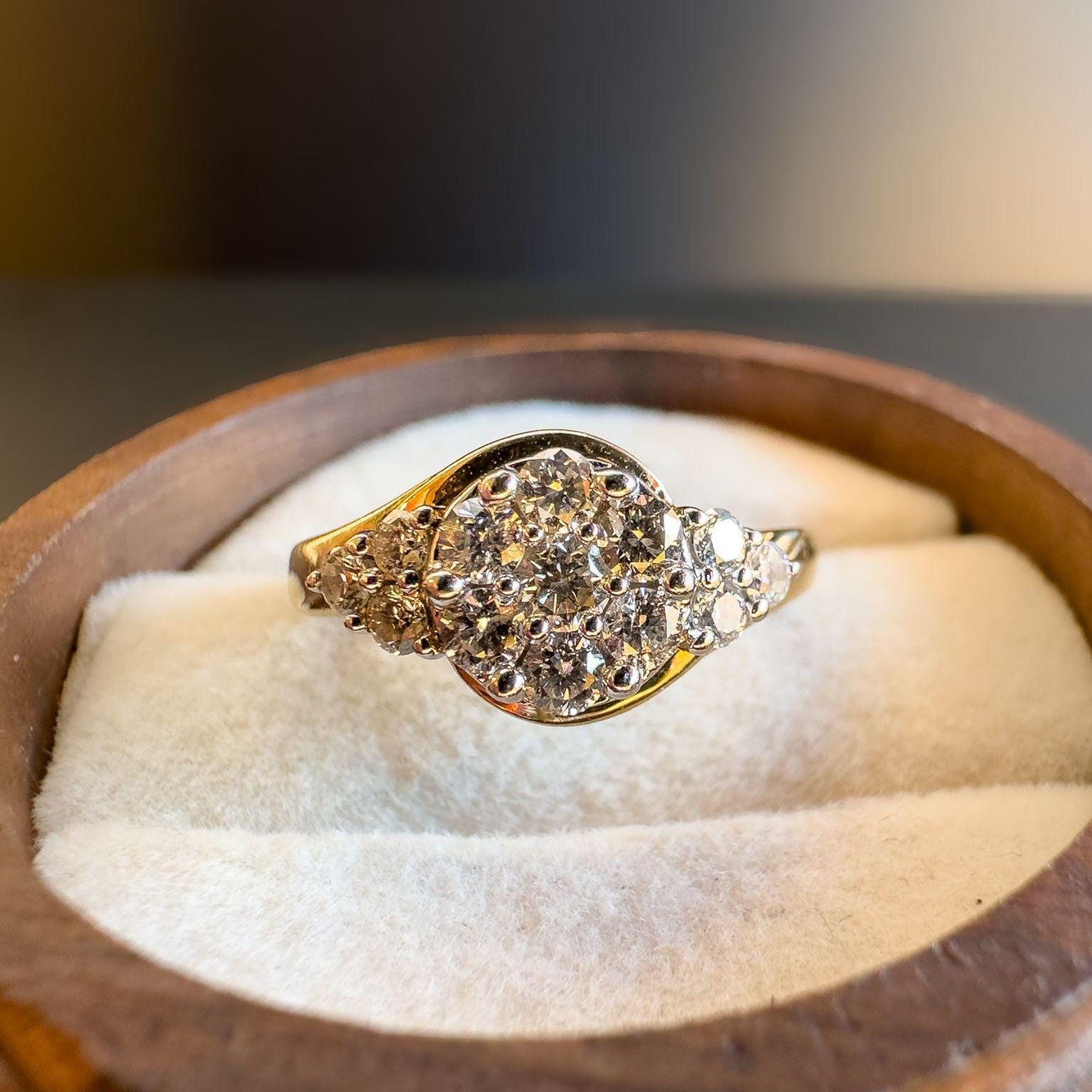 Sparkling Vintage 9ct Gold 0.5ct Diamond Cluster Ring Timeless Elegant Statement Ring | English Hallmarks | UK H 1/2 - US 4 | Resizable