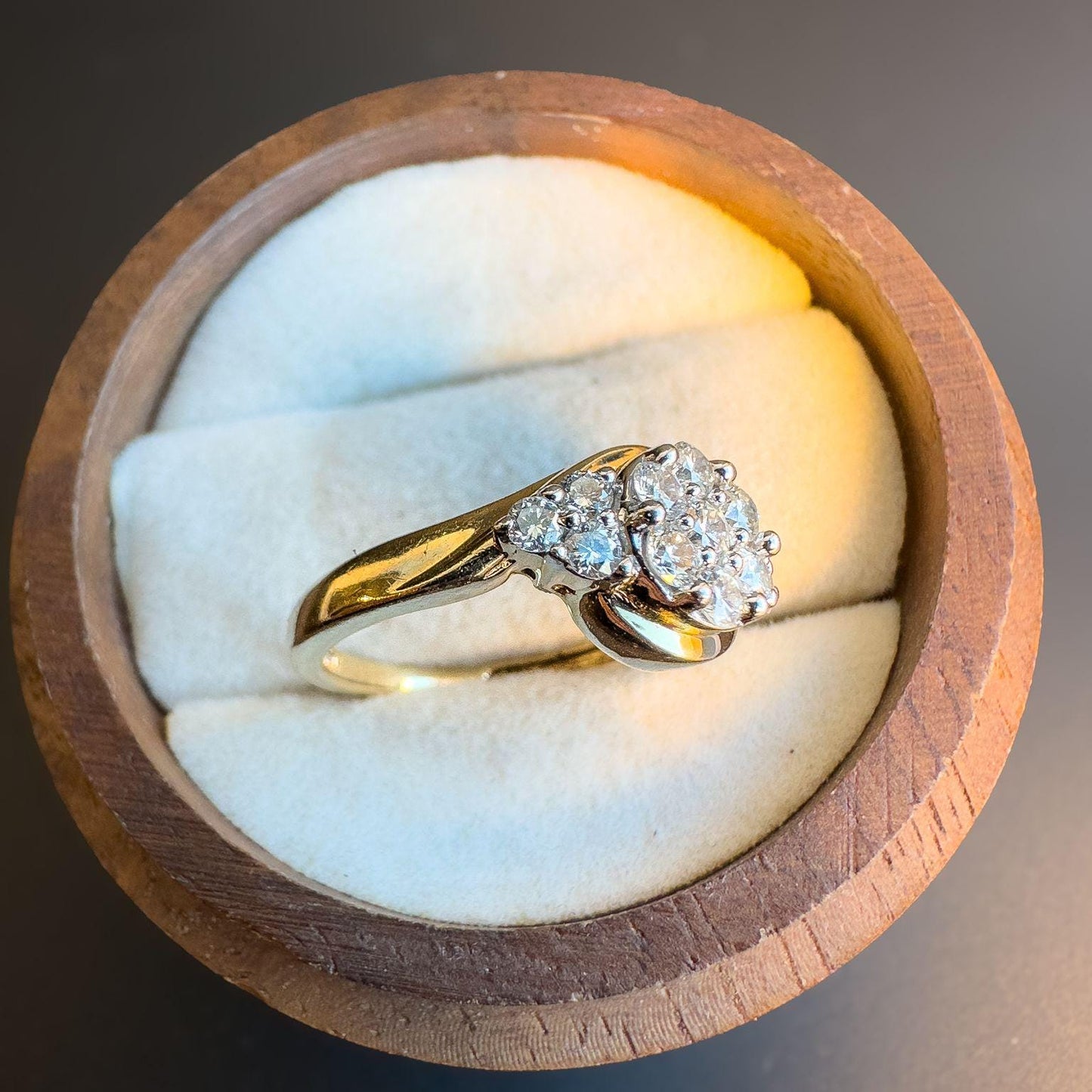 Sparkling Vintage 9ct Gold 0.5ct Diamond Cluster Ring Timeless Elegant Statement Ring | English Hallmarks | UK H 1/2 - US 4 | Resizable