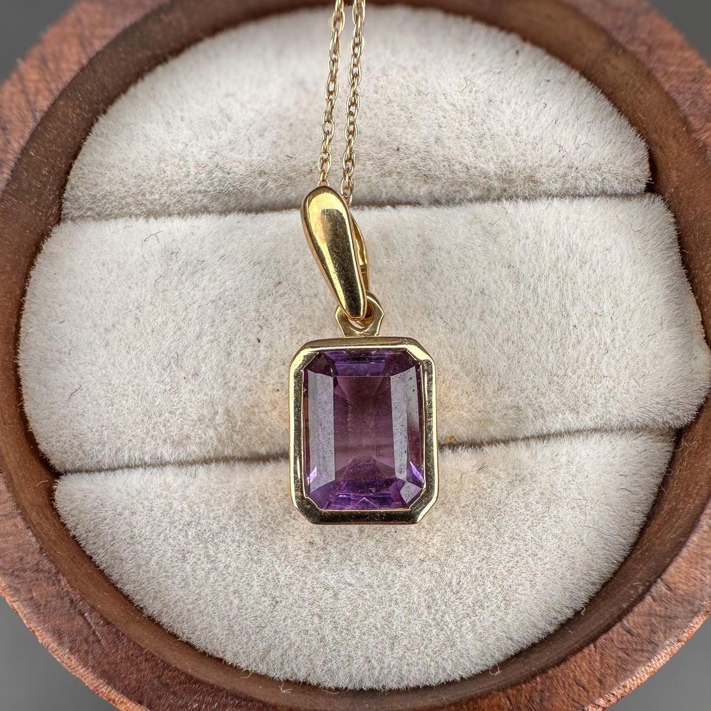 Gorgeous | 9ct | 9k Gold | Purple Amethyst Drop Pendant & 9ct Fine Chain Link Necklace 46cm | Pendant Necklaces | English Hallmarks |