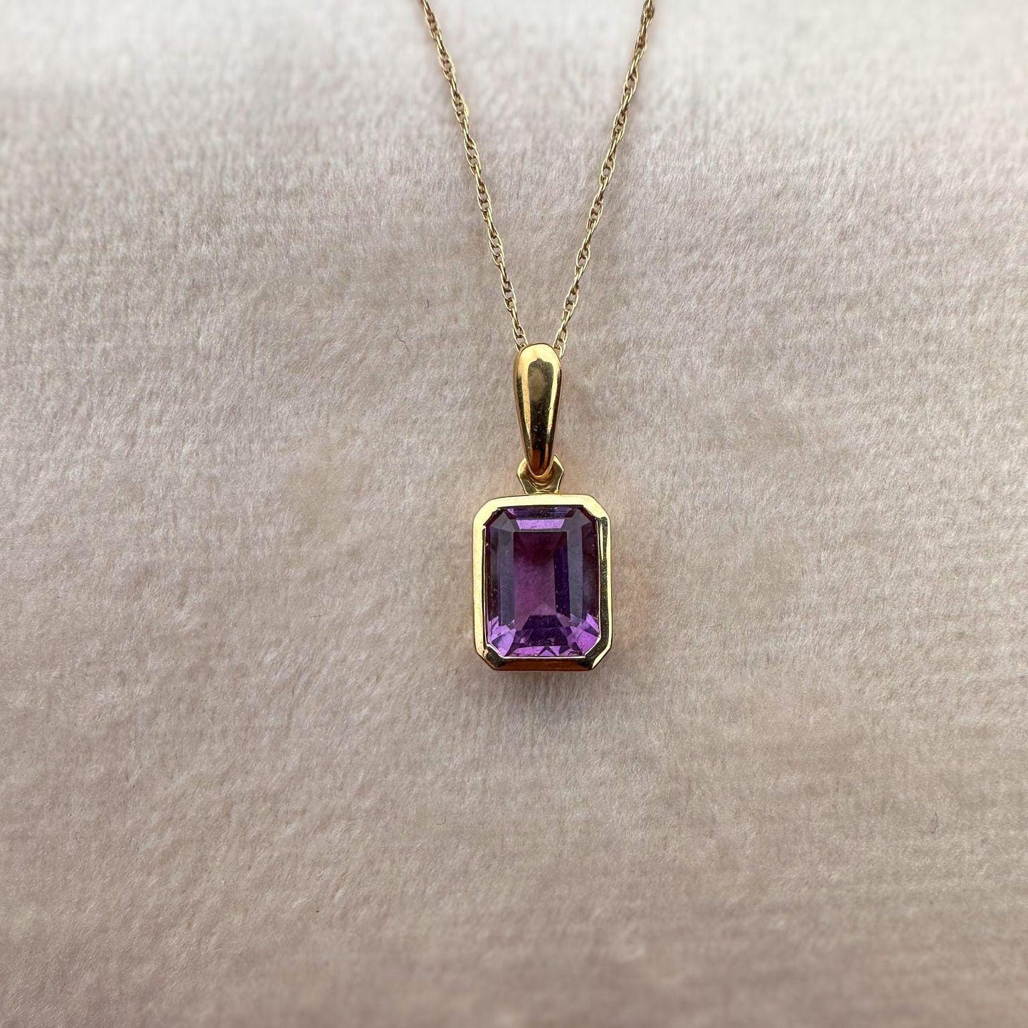 Gorgeous | 9ct | 9k Gold | Purple Amethyst Drop Pendant & 9ct Fine Chain Link Necklace 46cm | Pendant Necklaces | English Hallmarks |