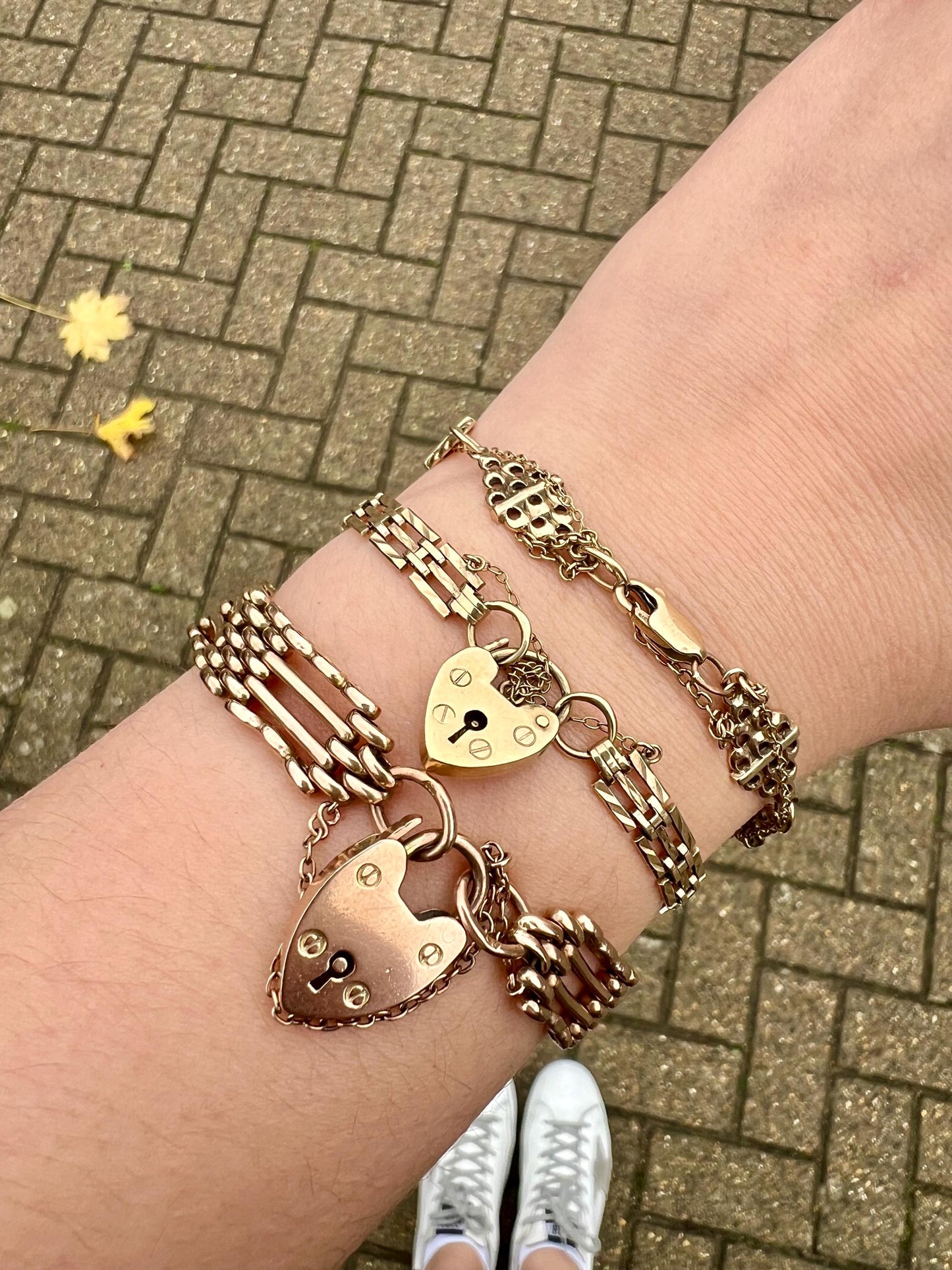 Gorgeous Antique 9ct | 9k Rose Gold | Victorian Gate-Link Bracelet | Heart Padlock Clasp | English Hallmarks |
