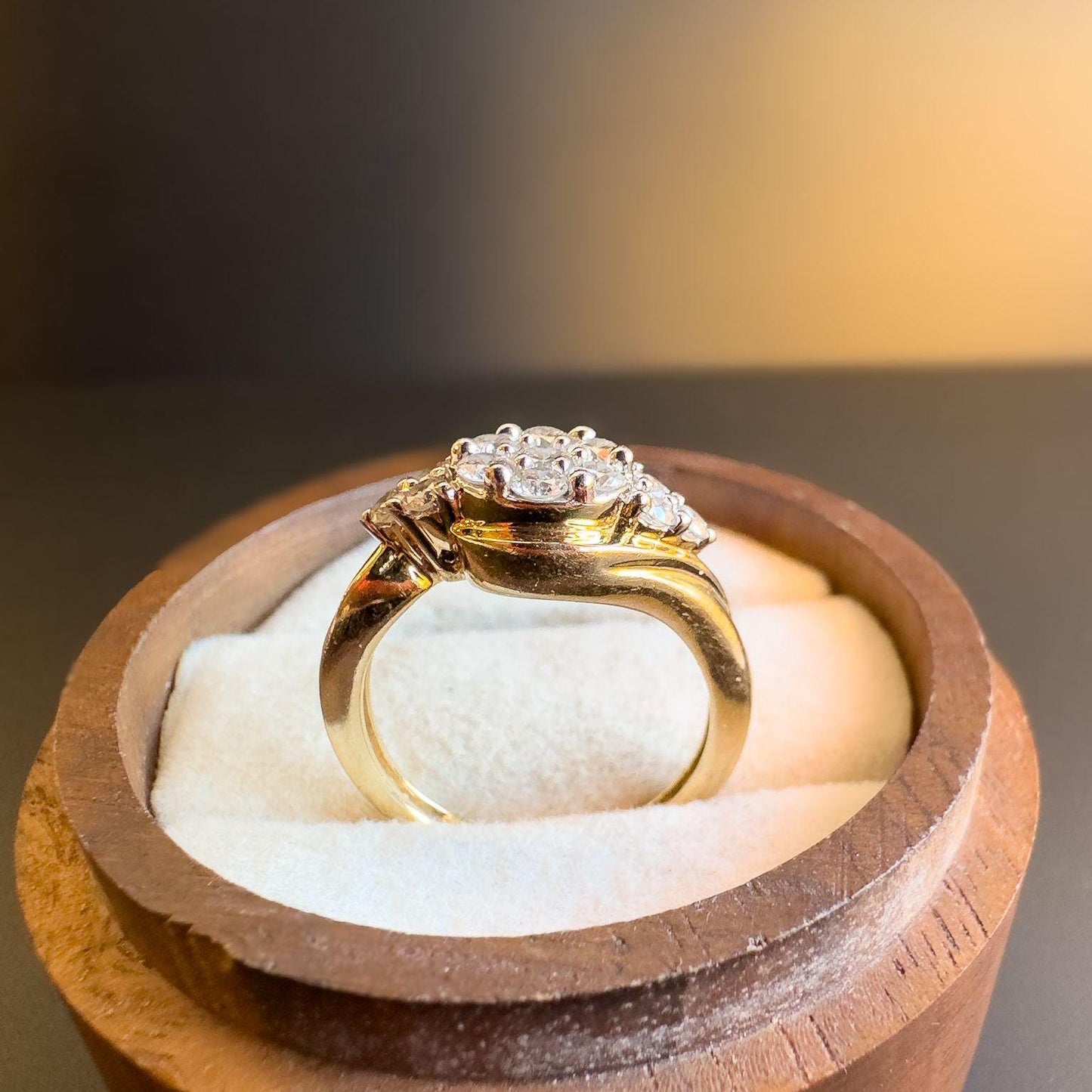 Sparkling Vintage 9ct Gold 0.5ct Diamond Cluster Ring Timeless Elegant Statement Ring | English Hallmarks | UK H 1/2 - US 4 | Resizable