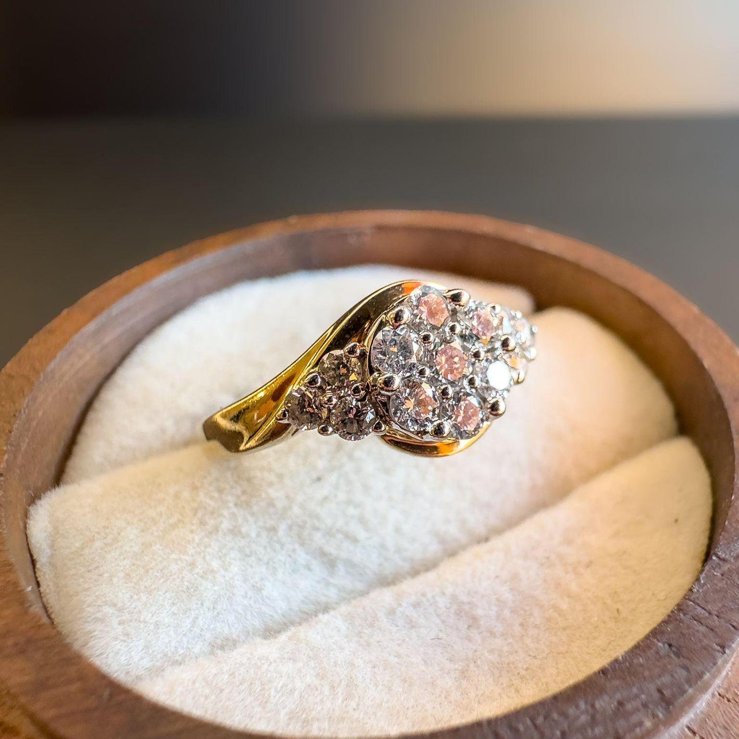 Sparkling Vintage 9ct Gold 0.5ct Diamond Cluster Ring Timeless Elegant Statement Ring | English Hallmarks | UK H 1/2 - US 4 | Resizable