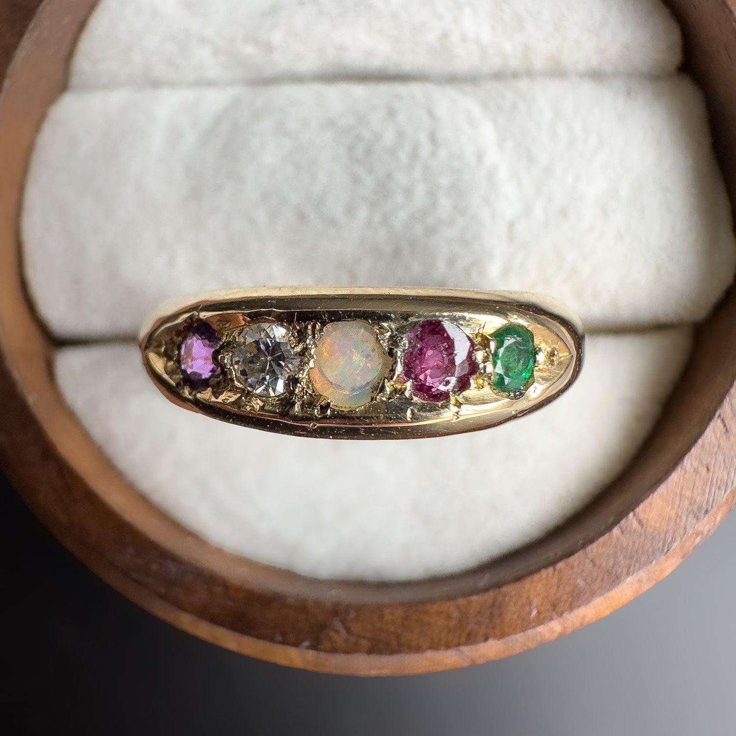 Stunning Antique Victorian 18ct Gold ADORE Acrostic Multi Gemstone Gypsy Ring | 1905 Hallmarked | UK M 1/1 - US 6.5 | Resizable