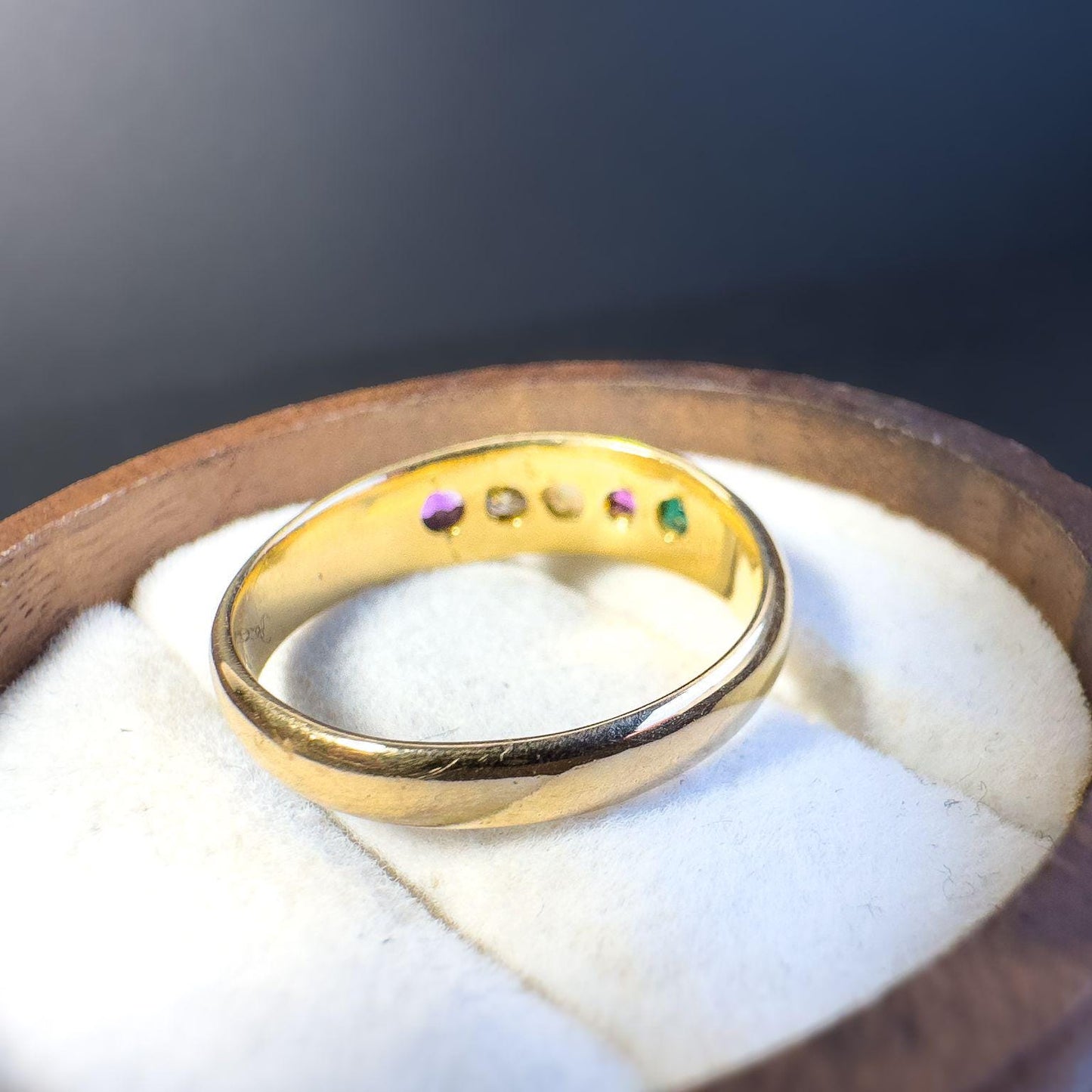 Stunning Antique Victorian 18ct Gold ADORE Acrostic Multi Gemstone Gypsy Ring | 1905 Hallmarked | UK M 1/1 - US 6.5 | Resizable