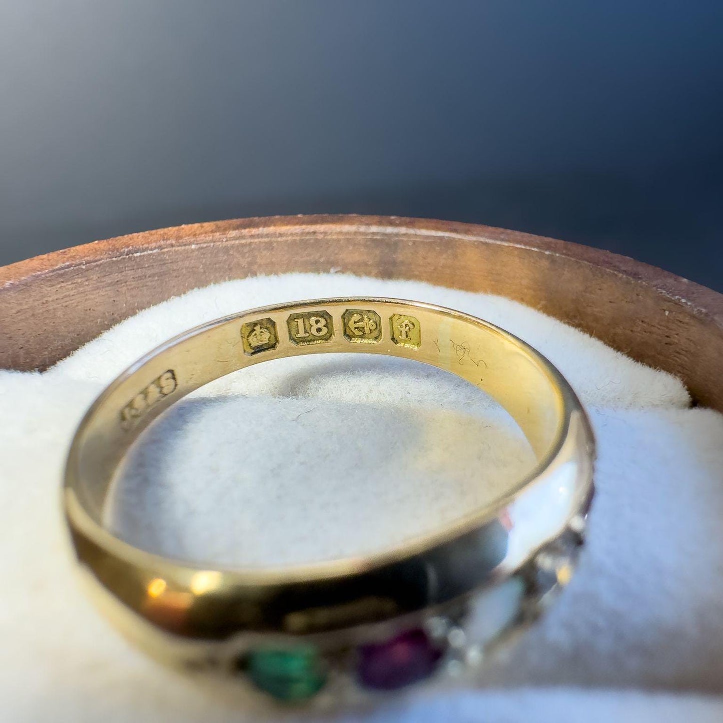 Stunning Antique Victorian 18ct Gold ADORE Acrostic Multi Gemstone Gypsy Ring | 1905 Hallmarked | UK M 1/1 - US 6.5 | Resizable