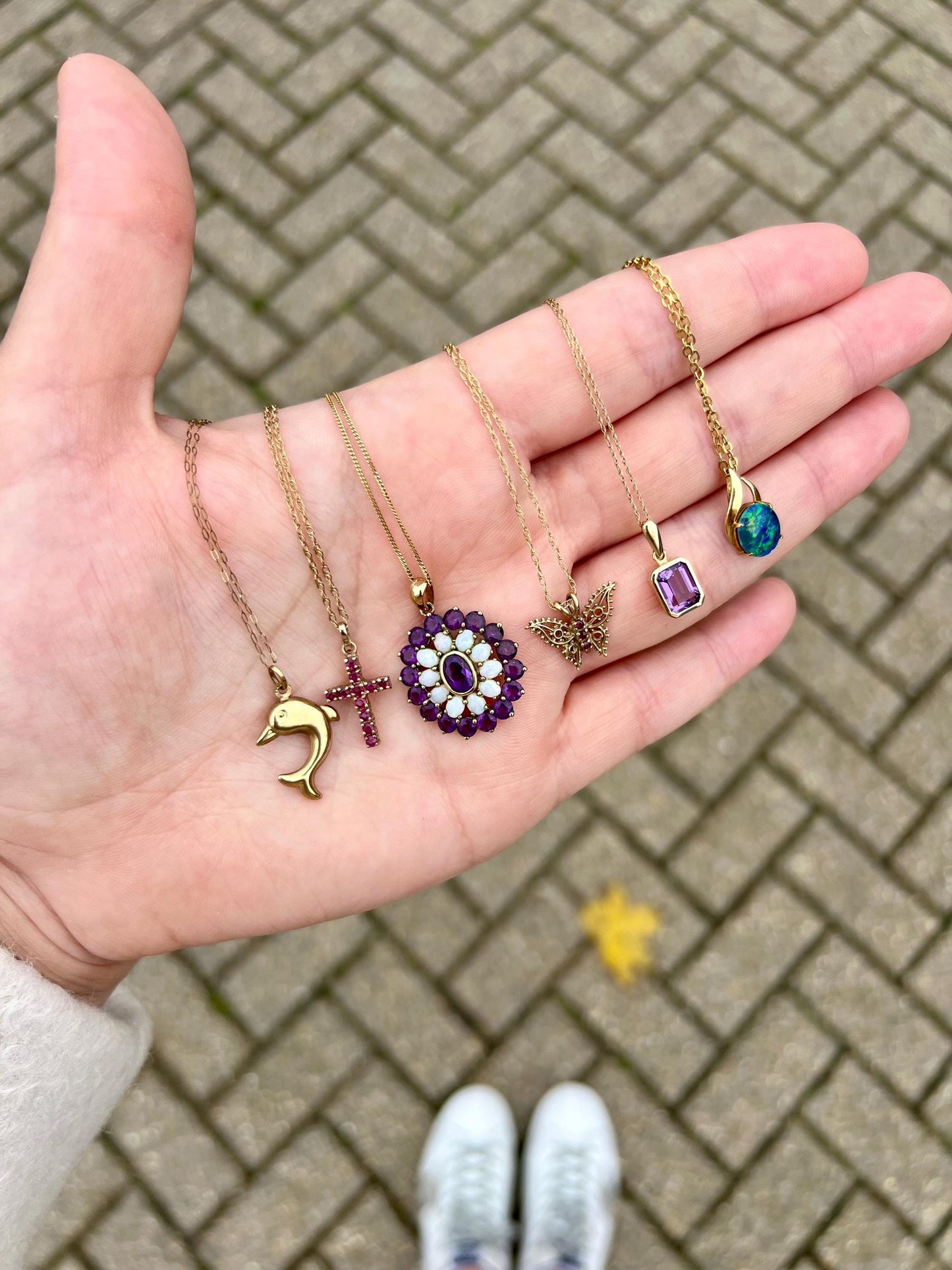 Vintage |18ct Gold | Opal Triplet Pendant with 9ct Gold Chain Set | Pendant Necklace Set | Drop Pendant Set