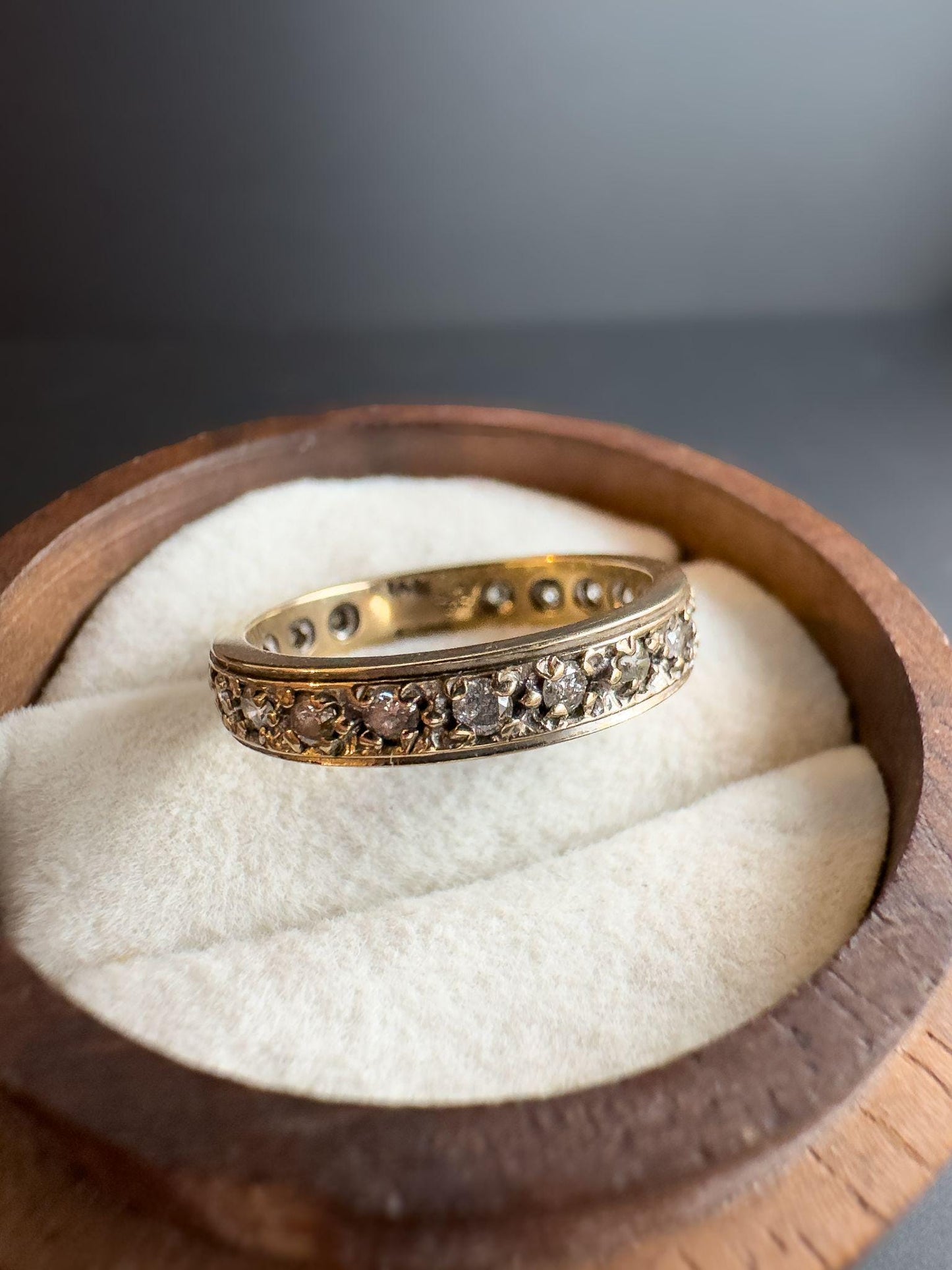 Vintage 9ct Gold Diamond Eternity Ring 0.5ct Total Diamonds | Diamond Eternity Stacking ring | UK Size K 1/2 / US 5.5 | English Hallmarks