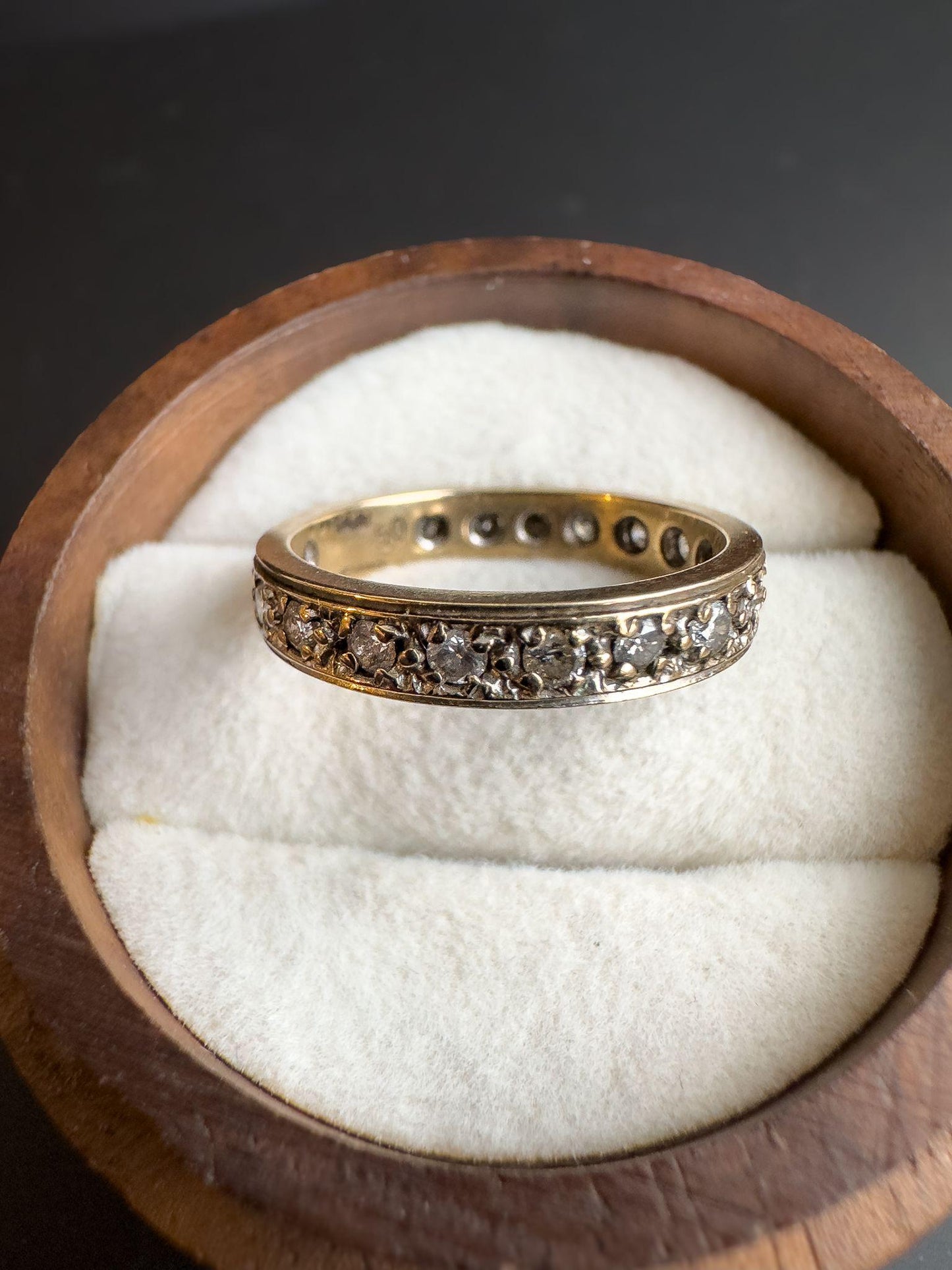 Vintage 9ct Gold Diamond Eternity Ring 0.5ct Total Diamonds | Diamond Eternity Stacking ring | UK Size K 1/2 / US 5.5 | English Hallmarks