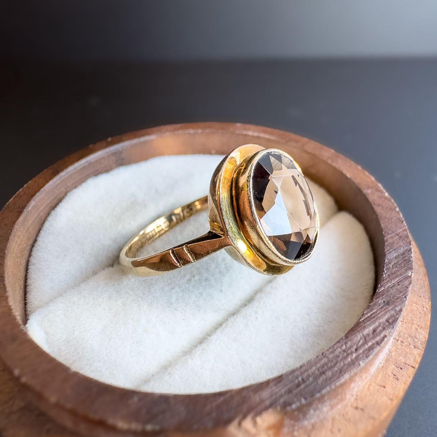 Vintage | 1960s | 9ct Gold | Smokey Quartz Ring | Elegant Faceted Quartz Statement Ring | English Hallmarks | UK L - US 5.75 | Resizable