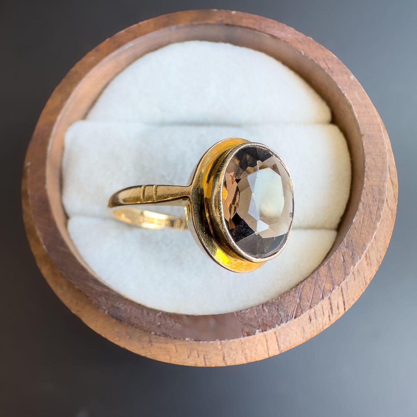Vintage | 1960s | 9ct Gold | Smokey Quartz Ring | Elegant Faceted Quartz Statement Ring | English Hallmarks | UK L - US 5.75 | Resizable