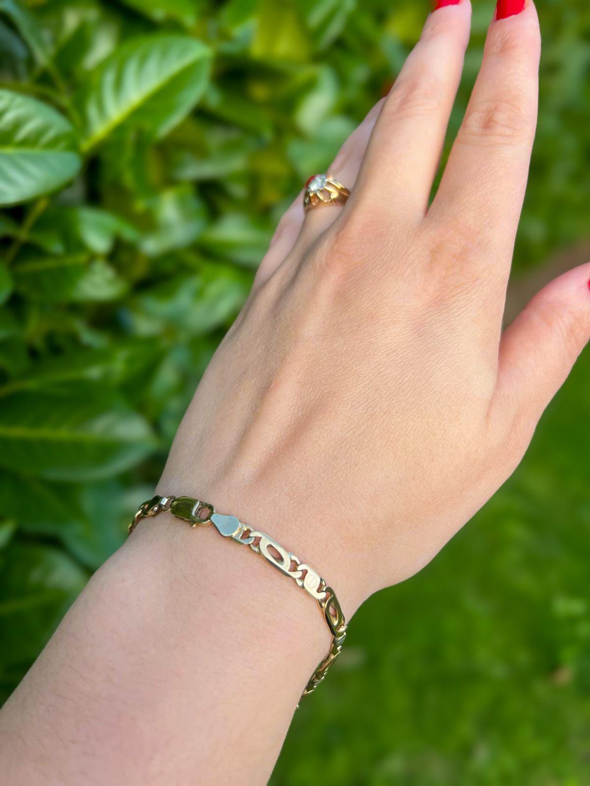 Vintage 1970s | 9ct Solid Gold | Unique Flat Link Bracelet | English Hallmarks | Unisex Statement Jewelry | Elegant Gift for Him or Her